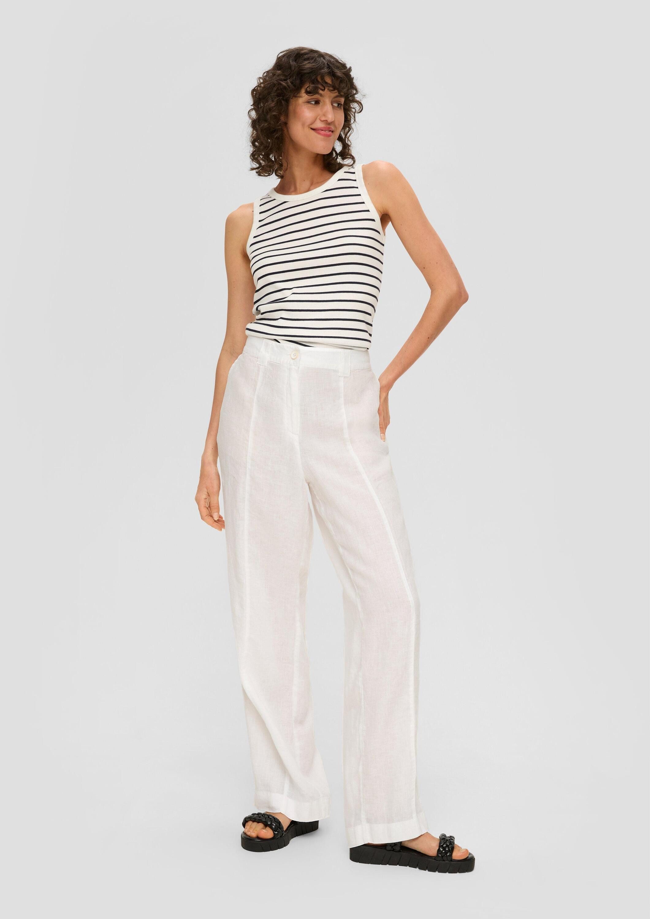 s.Oliver Chinos Hose Regular: Leinenhose mit weitem Bein günstig online kaufen