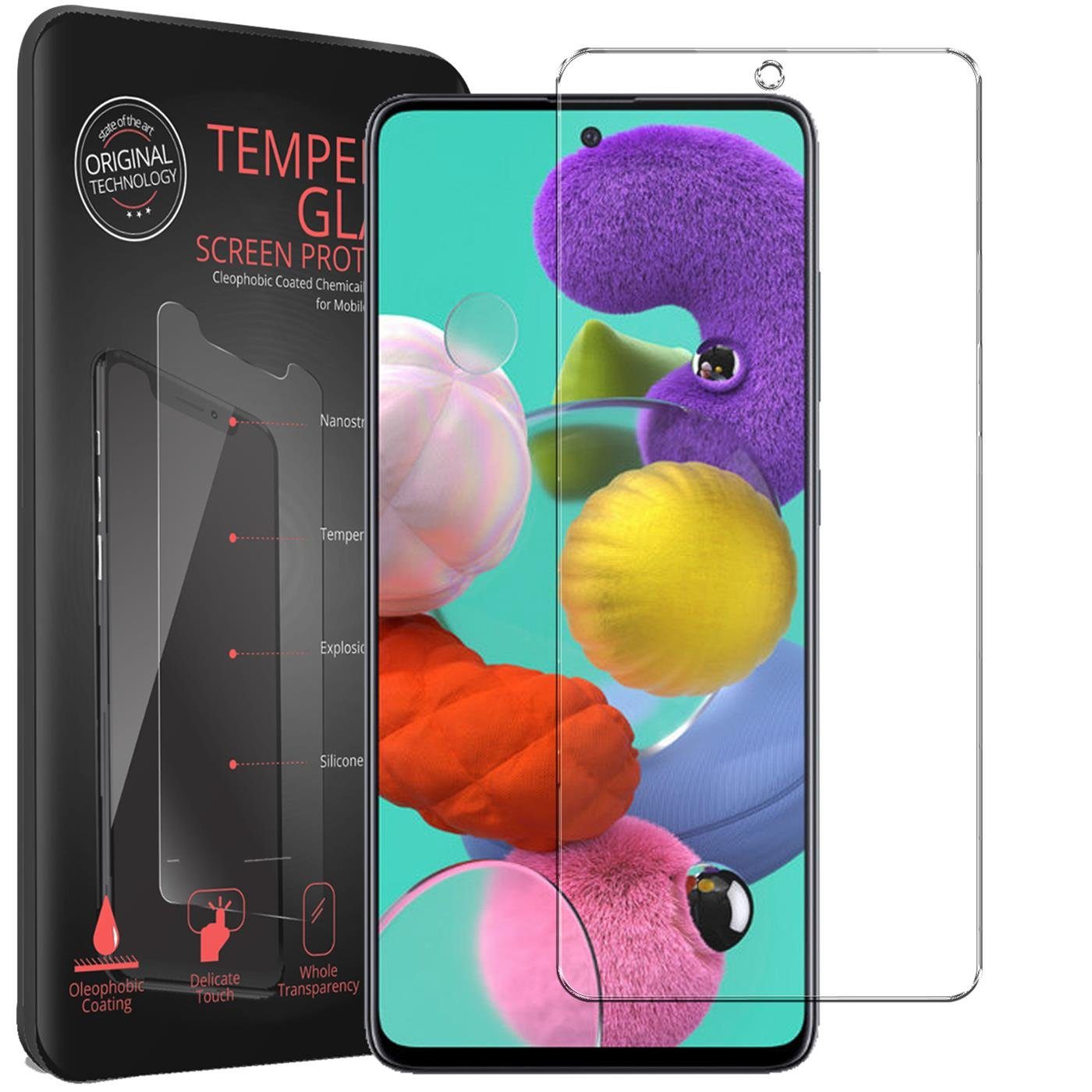 CoolGadget Schutzfolie Panzerfolie für Samsung Galaxy A51, (9H Härtegrad, 2x Schutzglas, 1xReinigungset), Displayfolie Panzer Schutzfolie 2 Stück für Samsung A51 Glas Folie