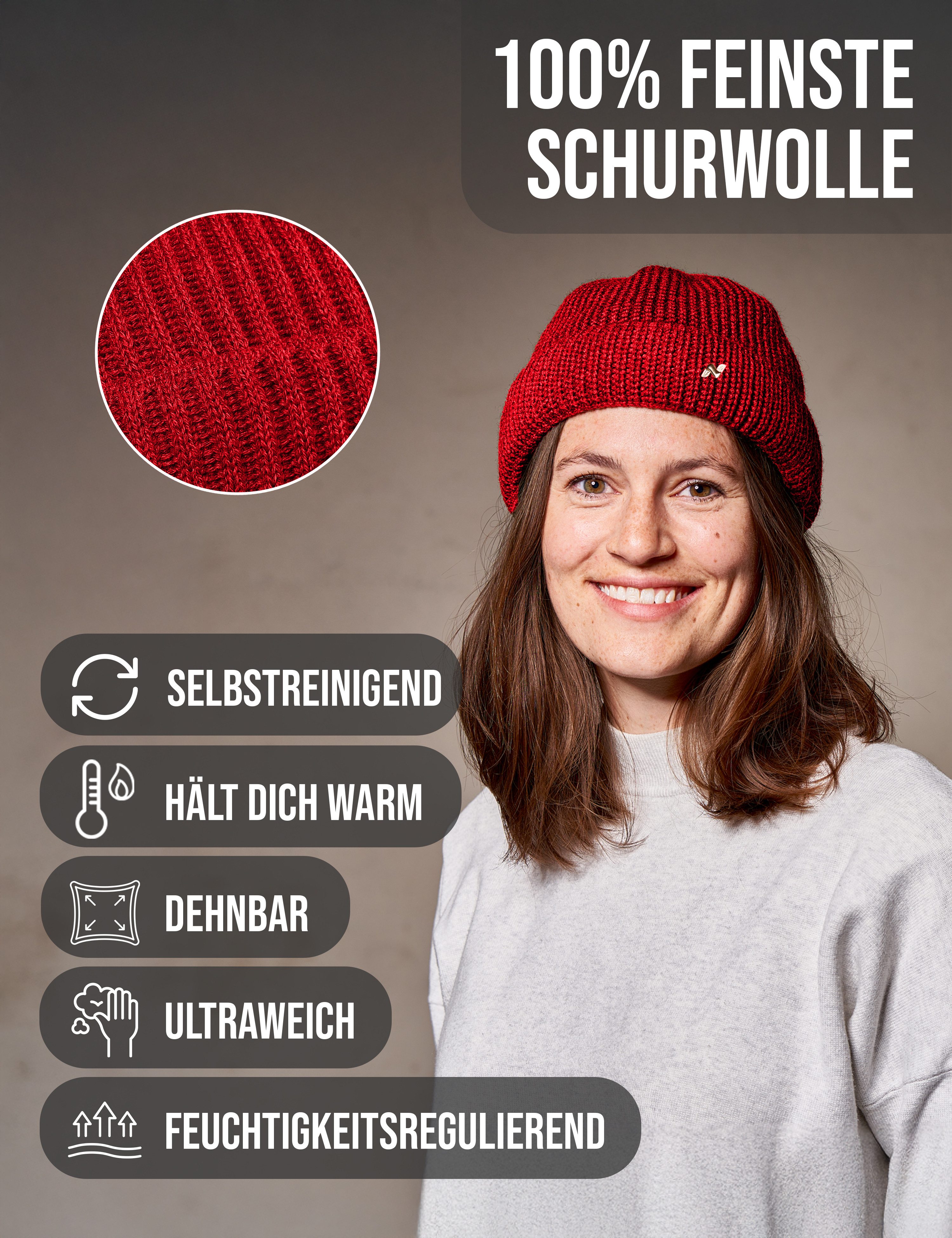 NYTTED® Strickmütze - kurze Costeau Mütze- 100% Wolle - Made in Germany - UNISEX