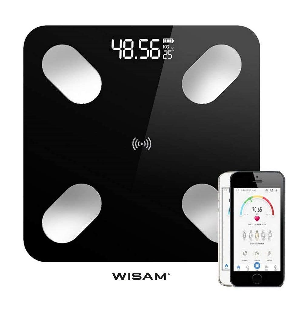Wisam Körper-Analyse-Waage Körperfettwaage Personenwaage BMI Bluetooth B2017 Smart App
