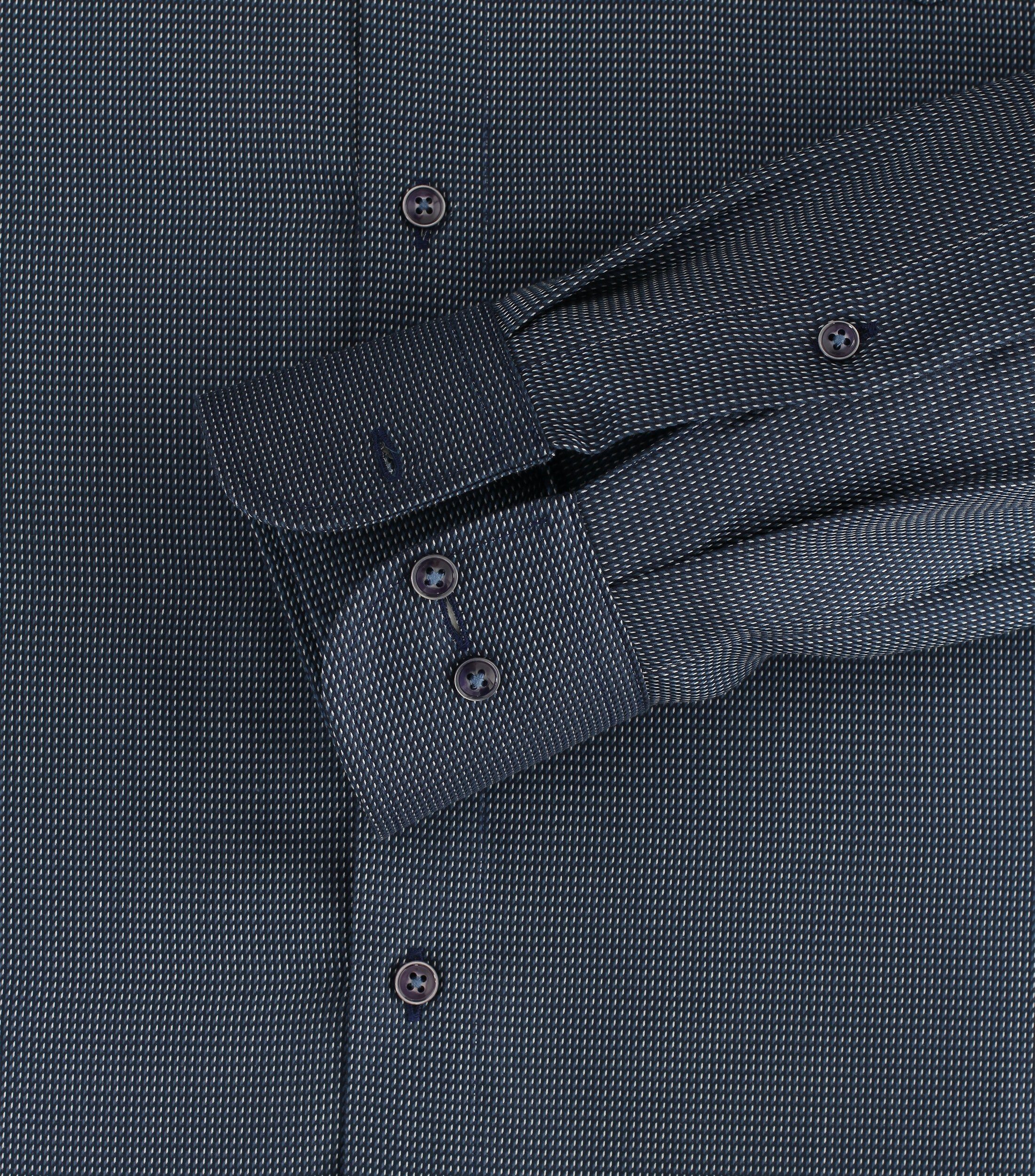 CASAMODA Businesshemd Businesshemd - Einfarbig Langarm Dunkelblau - dunkles Mittelblau Fit Comfort - 