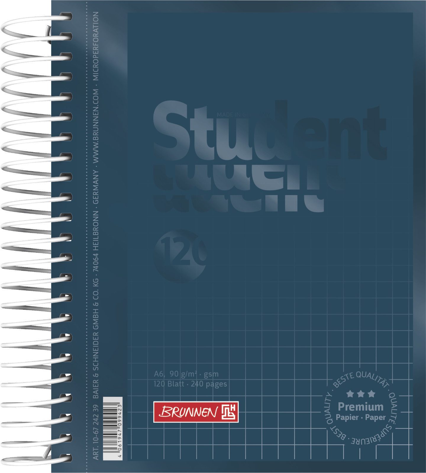 BRUNNEN Collegeblock Vivendi A6 90 g/m² 80 Blatt 5mm kariert 10-6724239