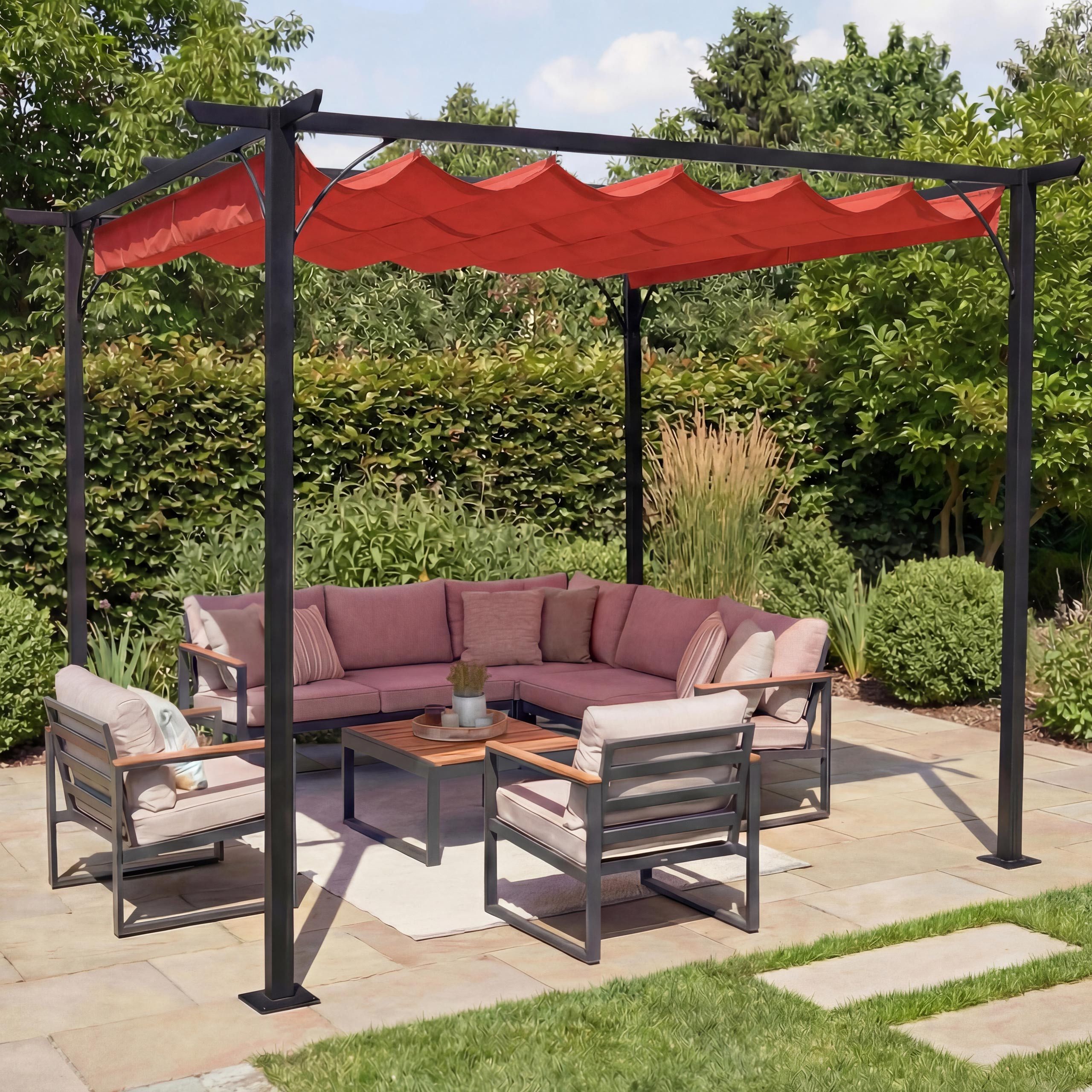MCW Pergola MCW-C42-3x3, BxTxH: 300x300x232 cm, mit Schiebedach, Wasserablaufösen