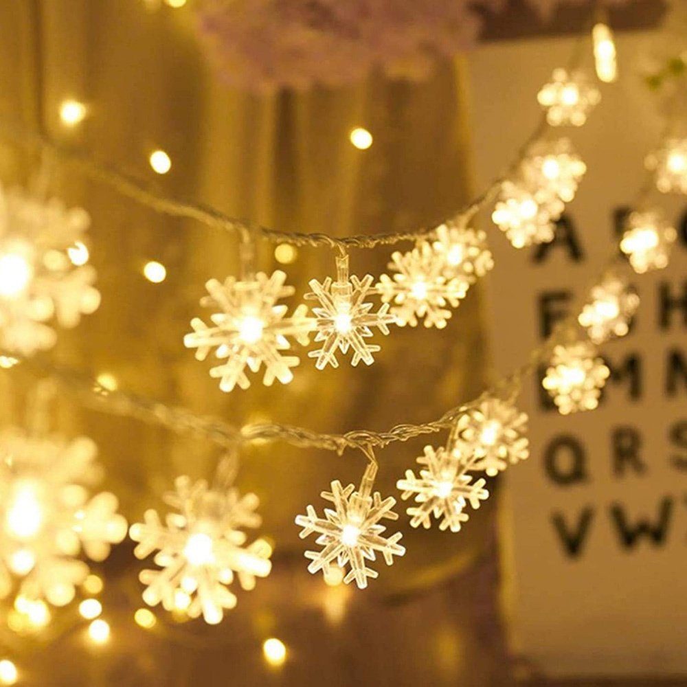 Rosnek LED-Lichterkette 3M / 6M Schneeflocke Party Weihnachts Beleuchtung,für Weihnachtsbaum, 20-flammig, Wasserdicht
