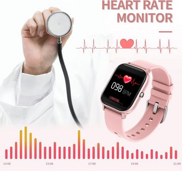 findtime Blutdruckmessung Smartwatch (1,4 Zoll, Android, iOS), Personalisiertem Bildschirm Sportuhr Musik Kamera Puls Schrittzähler