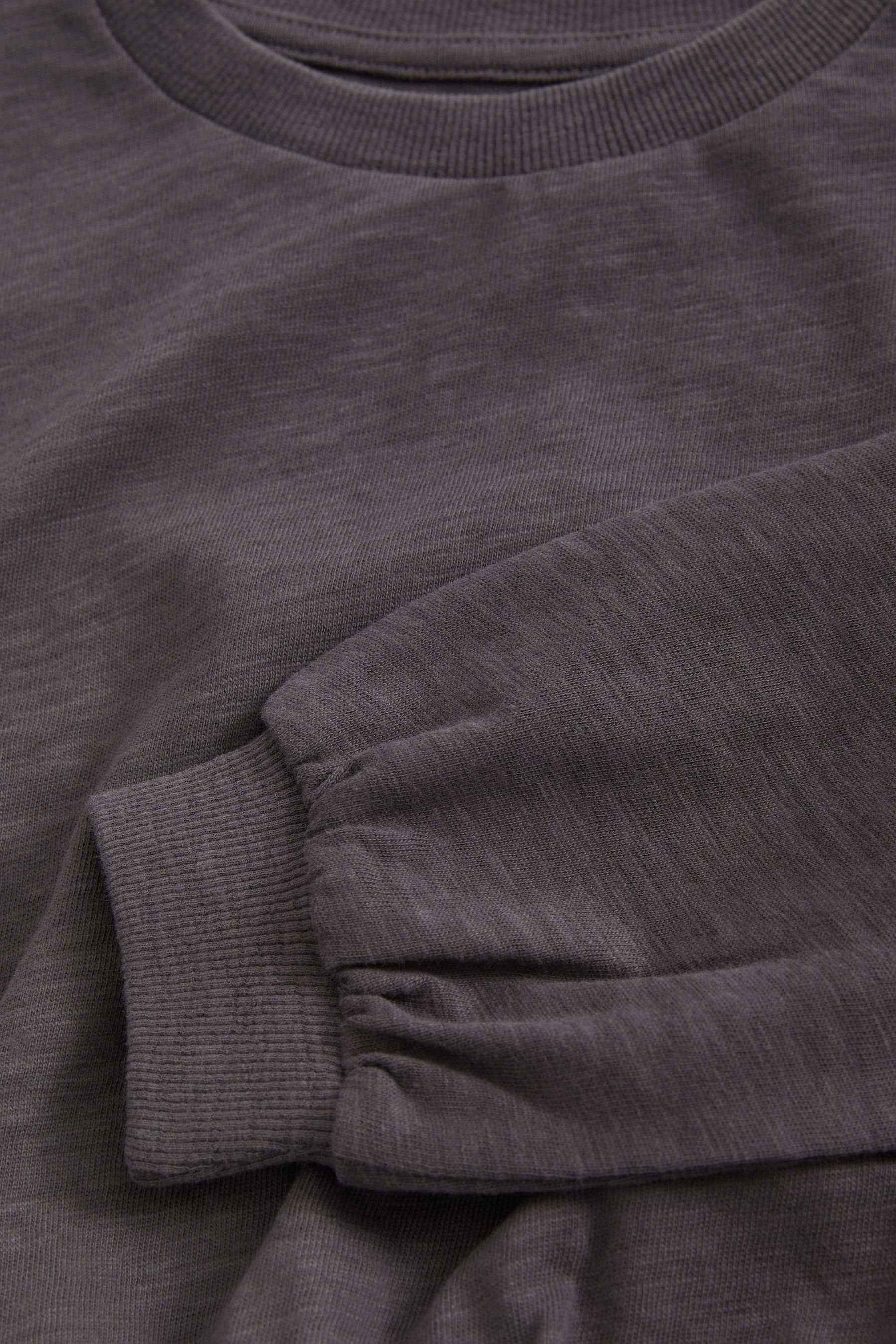 Next Langarmshirt Kastiges, langärmeliges Sweatshirt Charcoal Grey Bündchen (1-tlg) mit