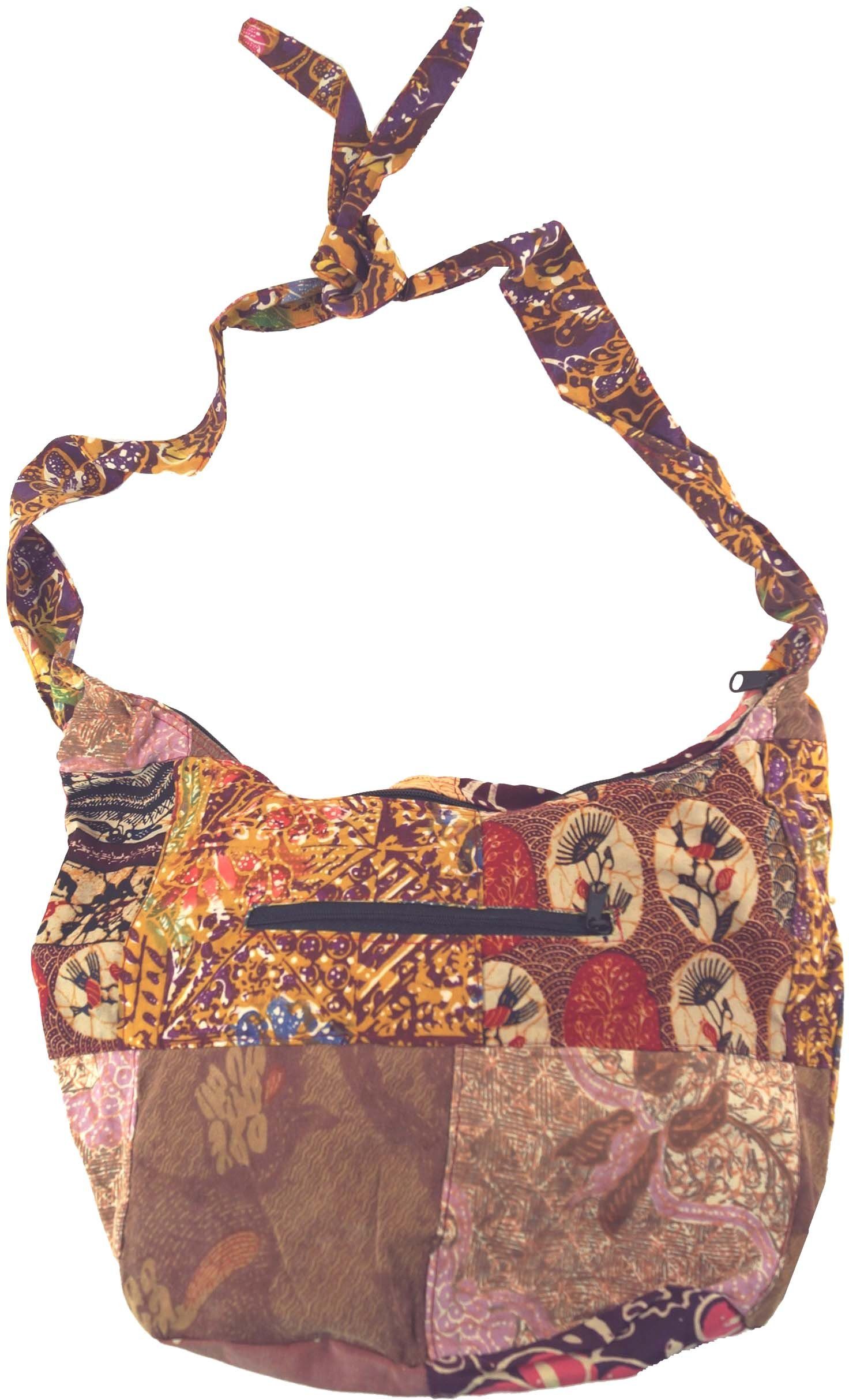 Guru-Shop Schultertasche Patchwork Batik Beutel, Sadhu Bag, Hippie..