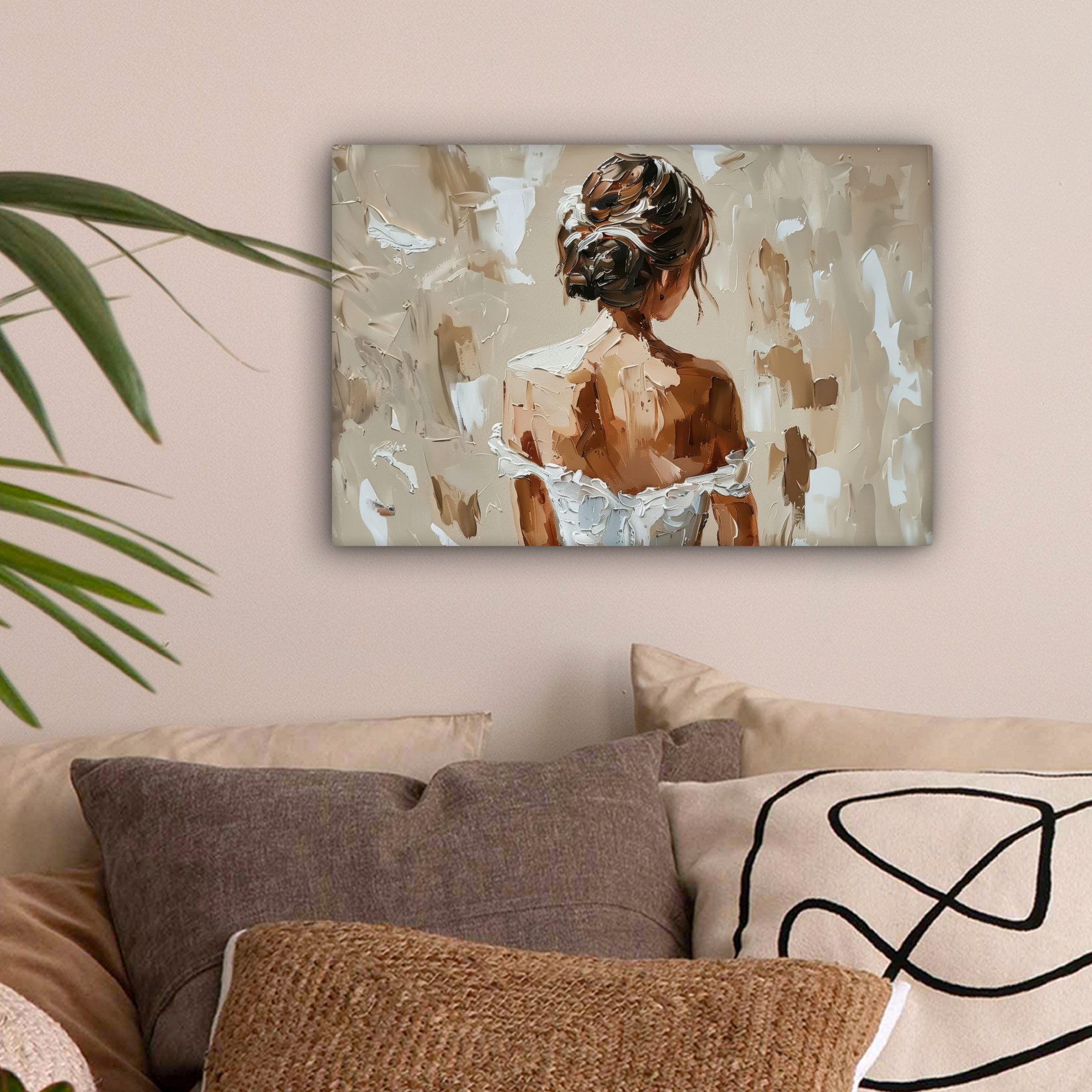OneMillionCanvasses® Leinwandbild Frau - Farbe - Abstrakt - Beige - Modern, günstig online kaufen
