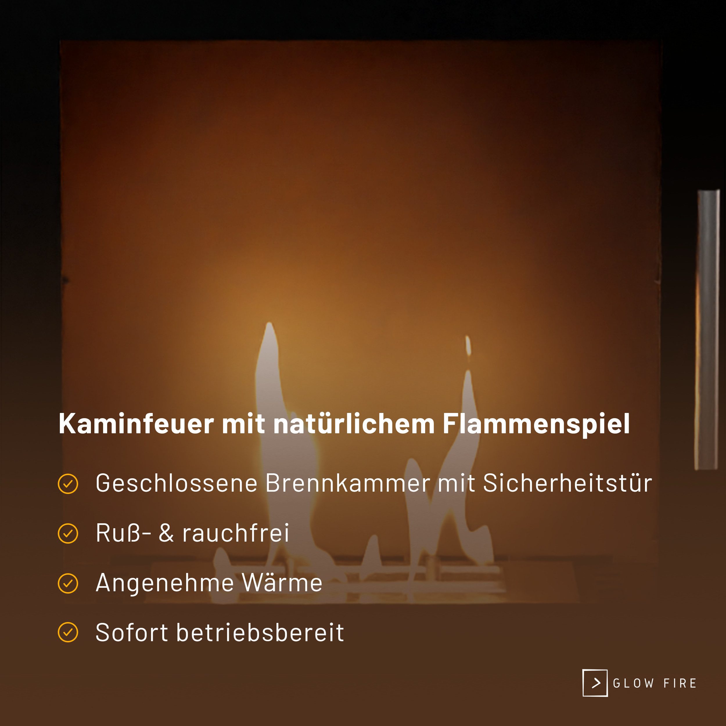 GLOW FIRE Echtfeuer-Dekokamin Lillesand Vision Ethanol Kamin, Bioethanol Kamin mit 3h Brenndauer, Heizleistung bis 2KW
