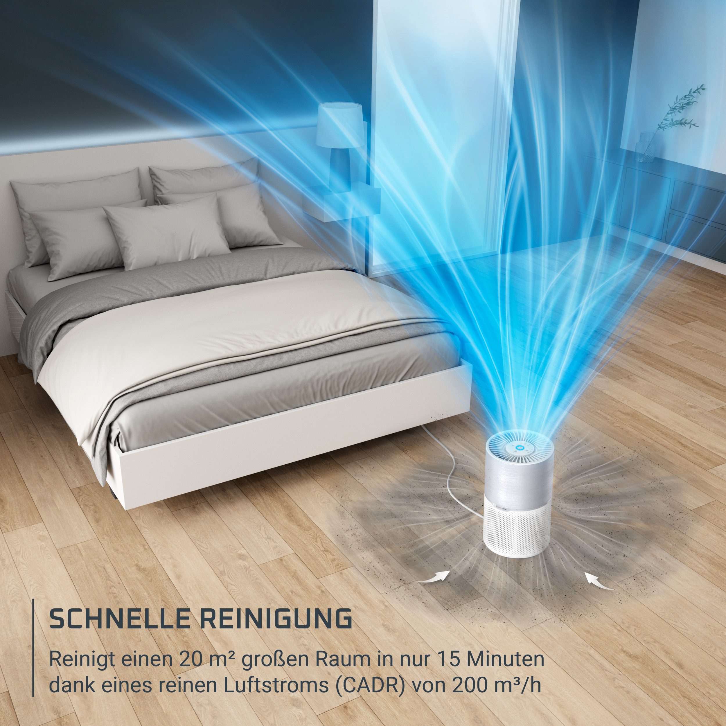 Rowenta Luftreiniger Pure Air Compact, Echtzeit-Luftqualitätsanzeige, für 52 m² Räume, 3-in-1 Filterung, Energieeffizienter Luftreiniger mit Digitalmotor