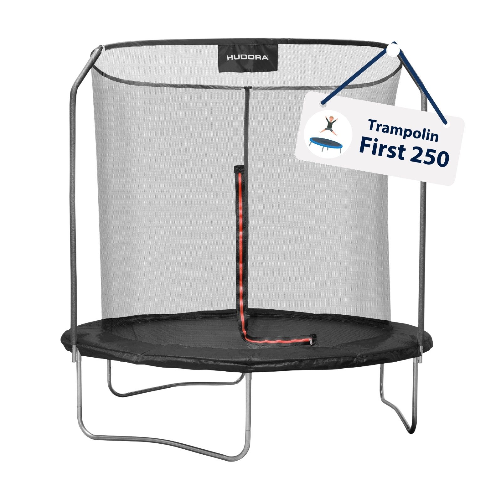 Hudora Gartentrampolin Firstfür Kinder/Jugendliche & Erwachsene, Ø 250 cm, mit Sicherheitsnetz, TÜV-GS geprüft, extra breite Randabdeckung