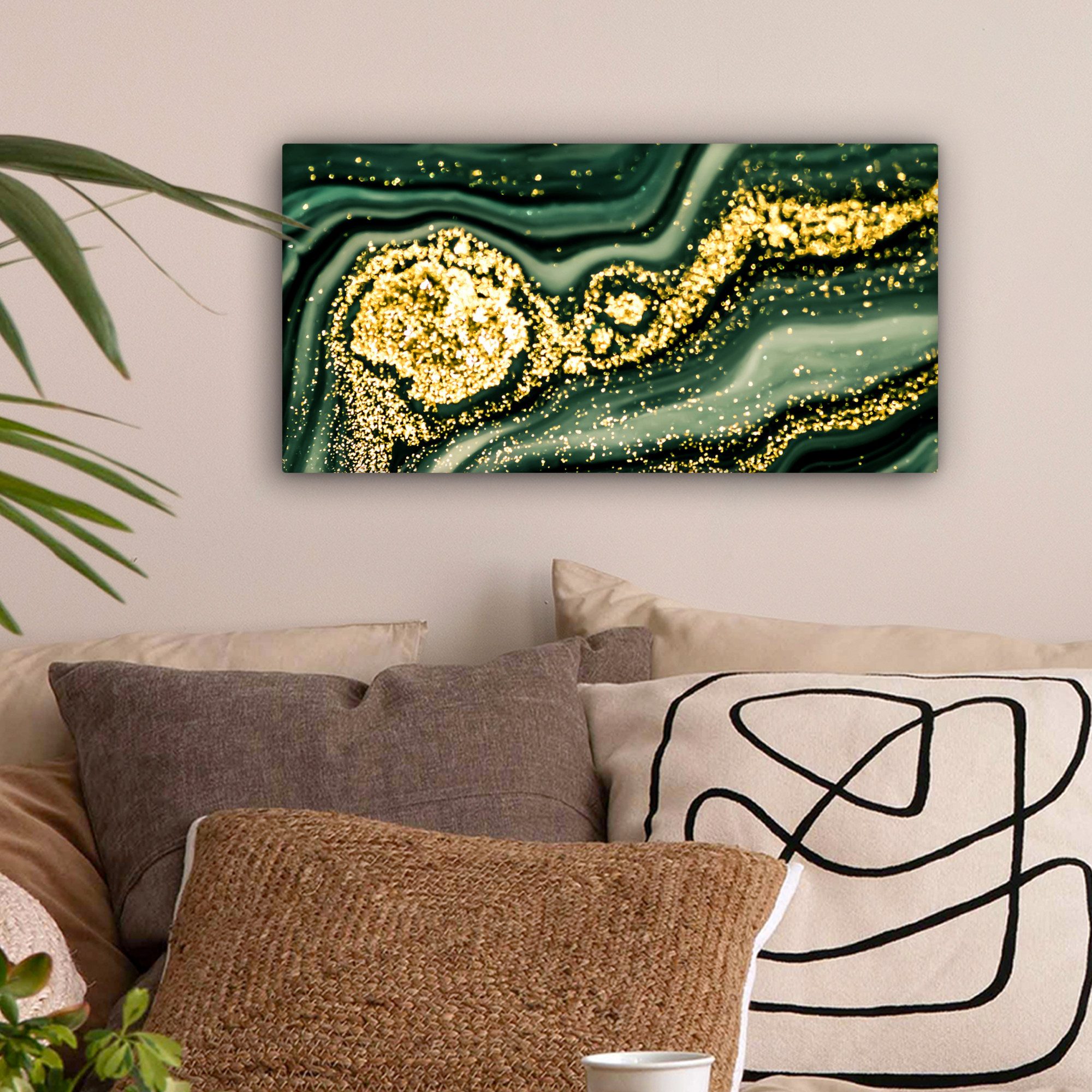 OneMillionCanvasses® Leinwandbild Panorama Marmor - Gold günstig online kaufen