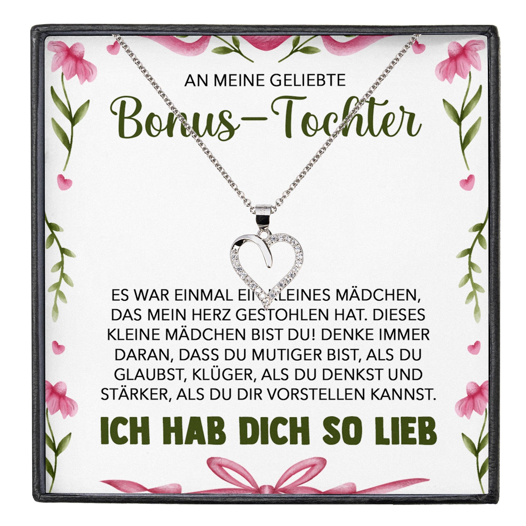 Schmuckset Stieftochter Geschenk Bonus-Tochter Mädchen Herz Halskette Frauen