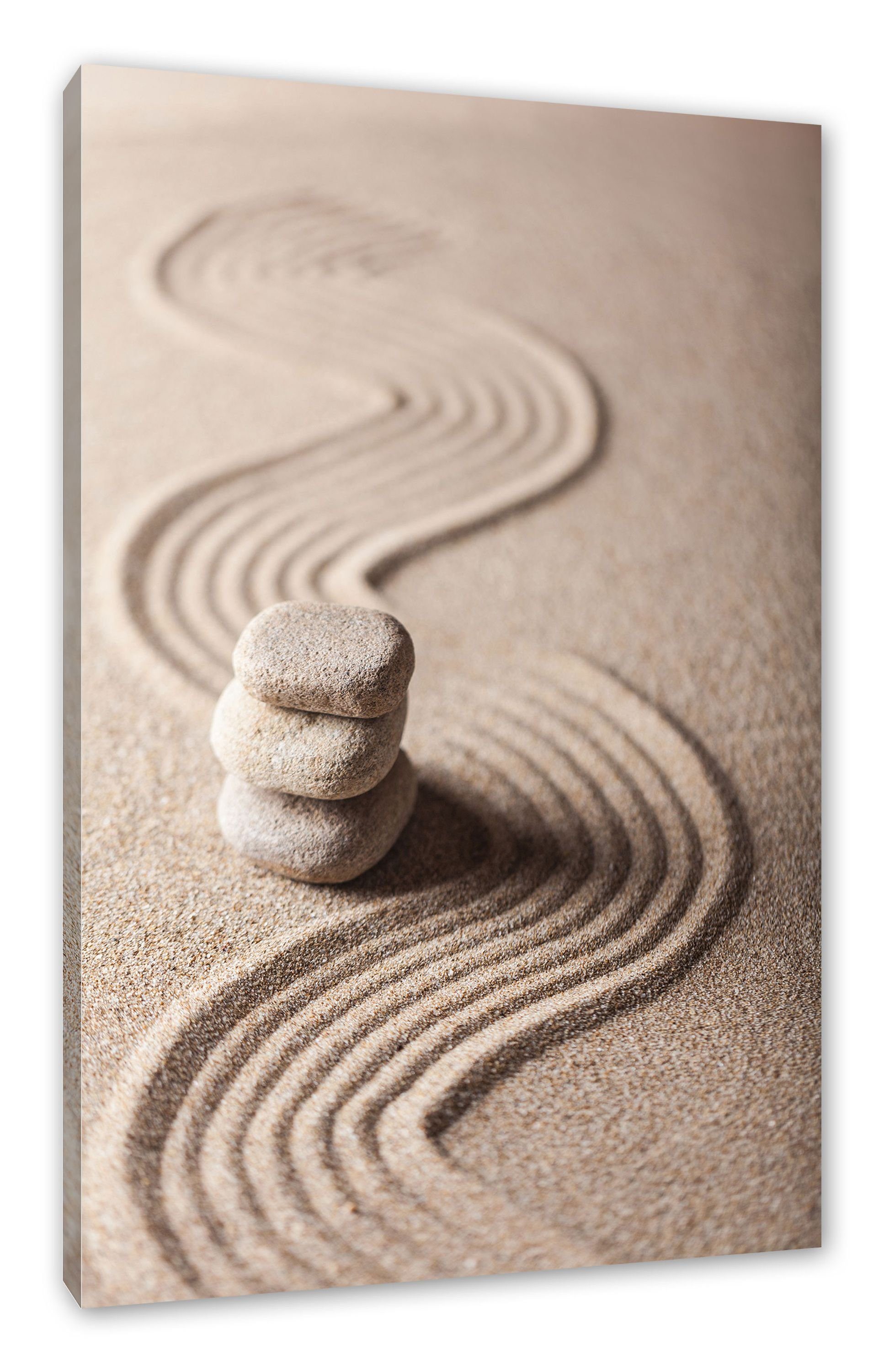 Pixxprint Leinwandbild Wellenmuster im Sand, Wellenmuster im Sand (1 St), Leinwandbild fertig bespannt, inkl. Zackenaufhänger