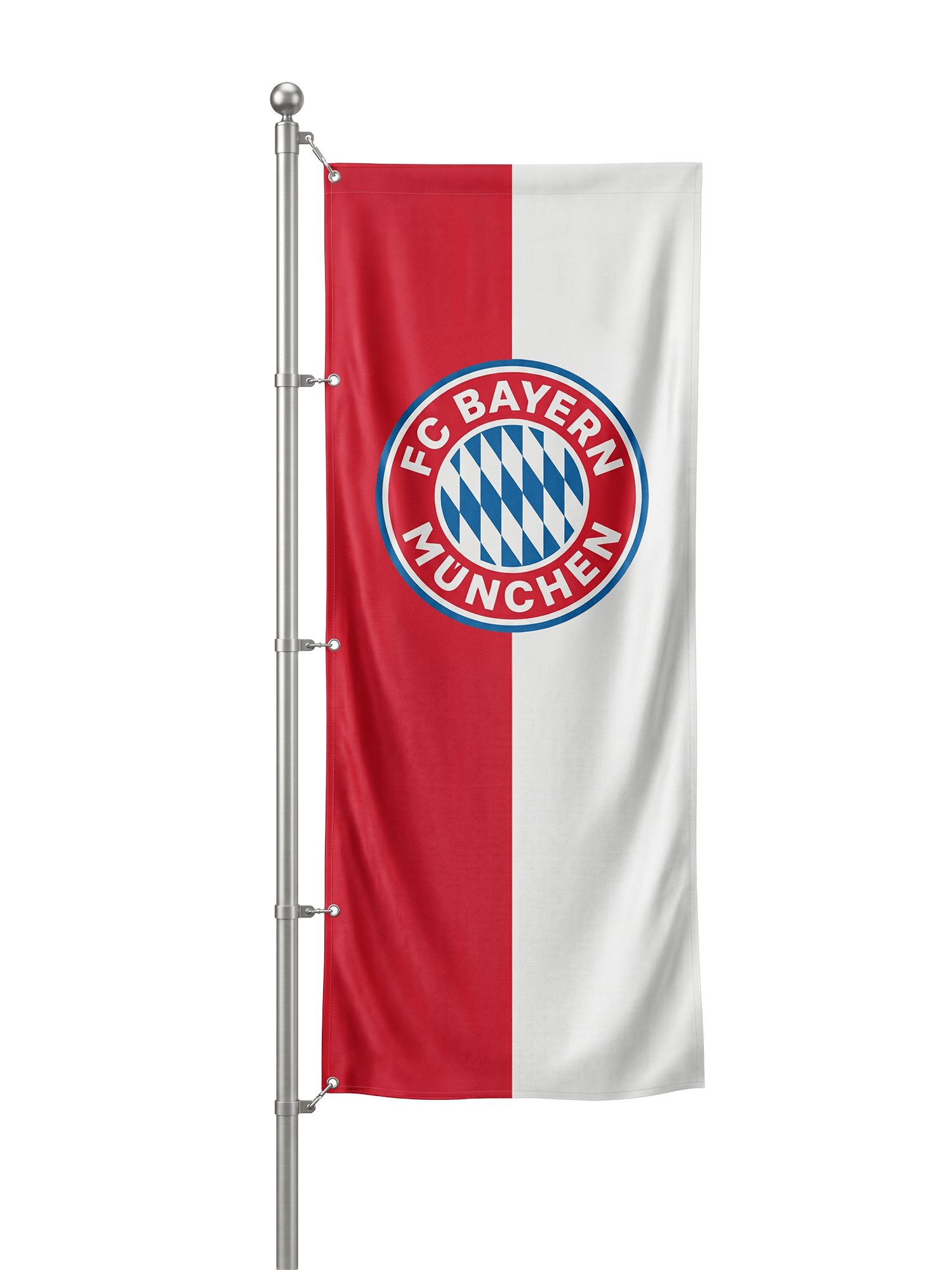 FC Bayern München Fahne FC Bayern München I Hissfahne Hochformat Logo 400x150 cm I Rot/Weiß