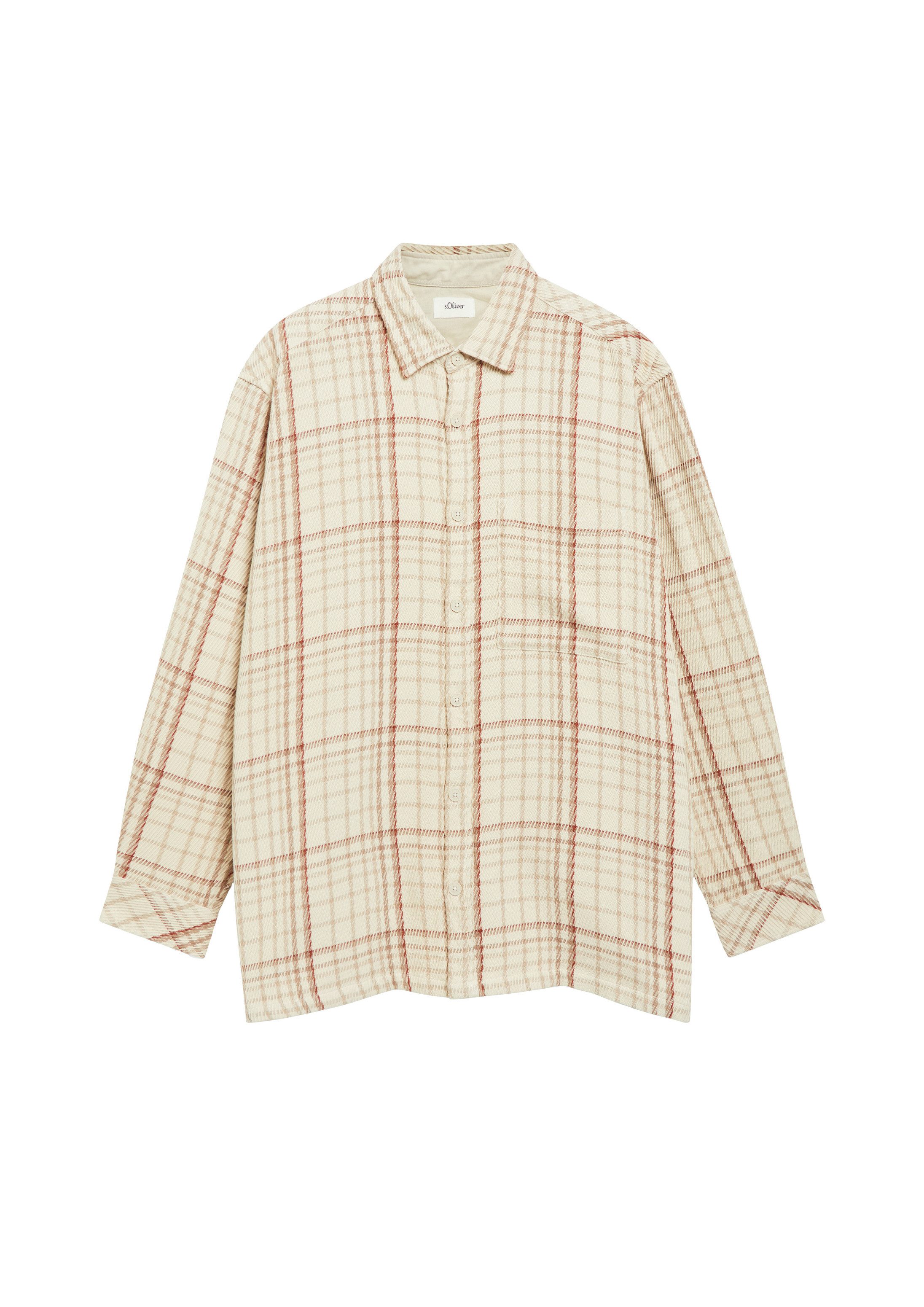 s.Oliver Langarmhemd Hemd Kariertes Overshirt mit Brusttasche