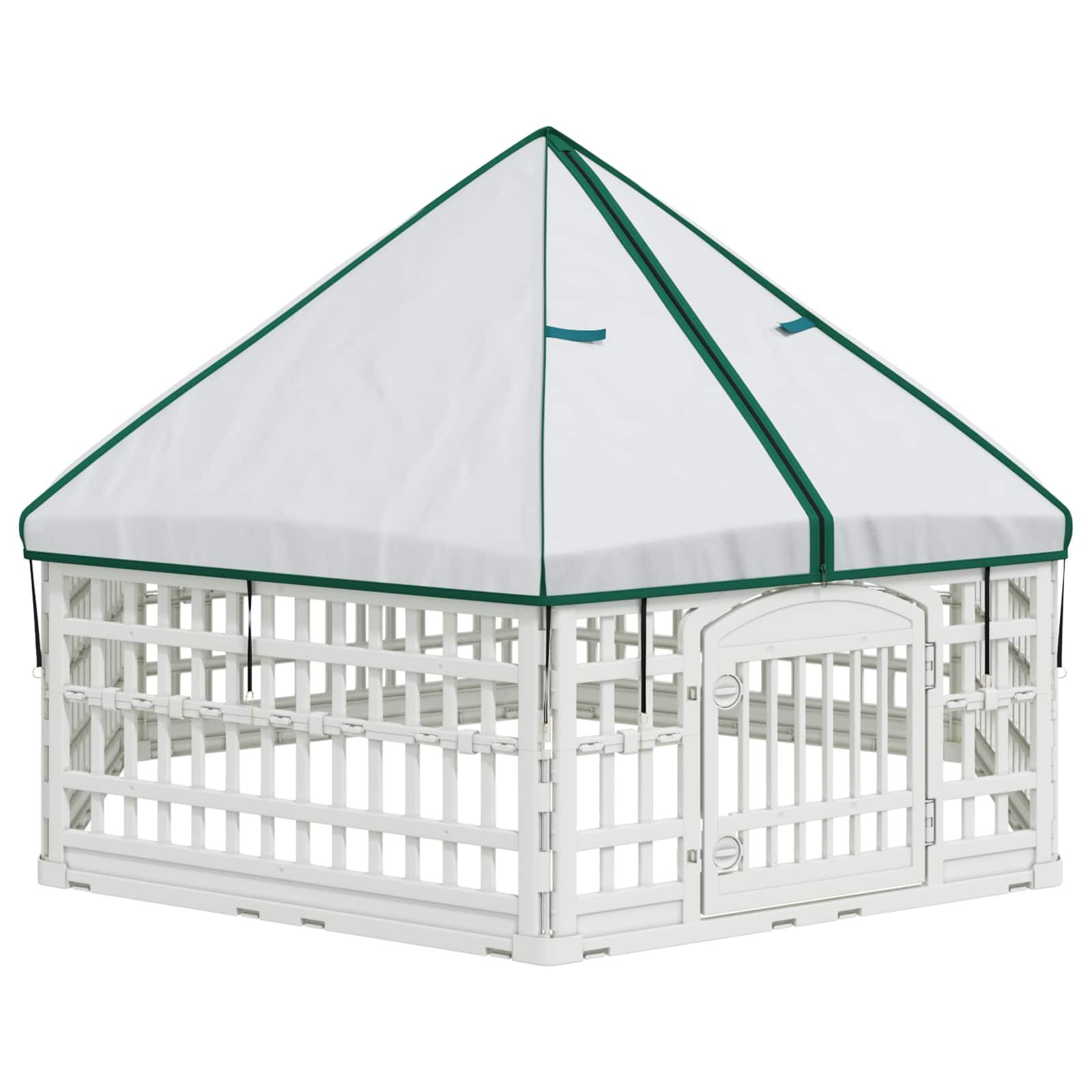 vidaXL Freigehege 6-Panel-Hundespielplatz 177,5 x 154,5 x 112 cm Kunststoff Weiß