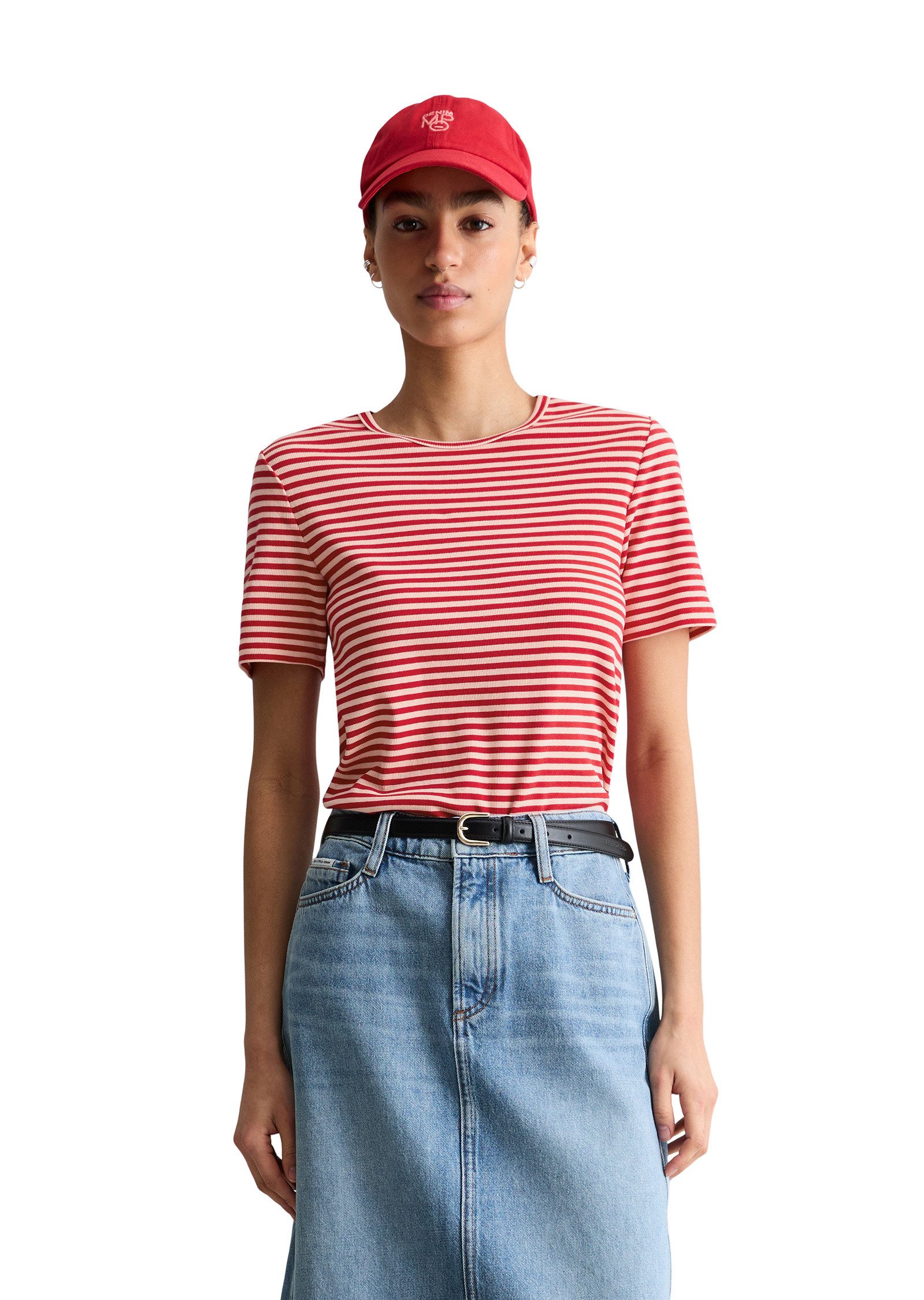 Marc O'Polo DENIM T-Shirt aus Rippjersey günstig online kaufen
