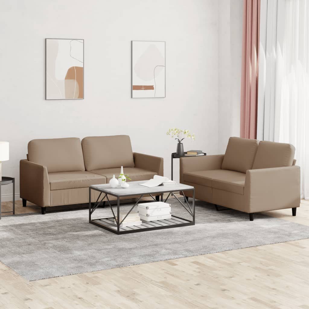 2-tlg. Sofa Cappuccino-Braun Kissen mit Sofagarnitur vidaXL Kunstleder