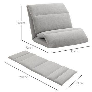 HOMCOM Sitzkissen Relaxsessel, Bodensofa Bodenstuhl mit Verstellbarer Lehne, Grau, 5 verschiedene Neigungswinkel der Rückenlehne