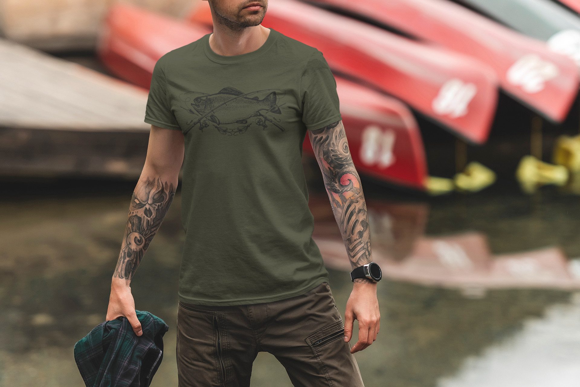 Baddery Print-Shirt Angel T-Shirt: "The Reel Catch" - Angler Geschenke, hoc günstig online kaufen