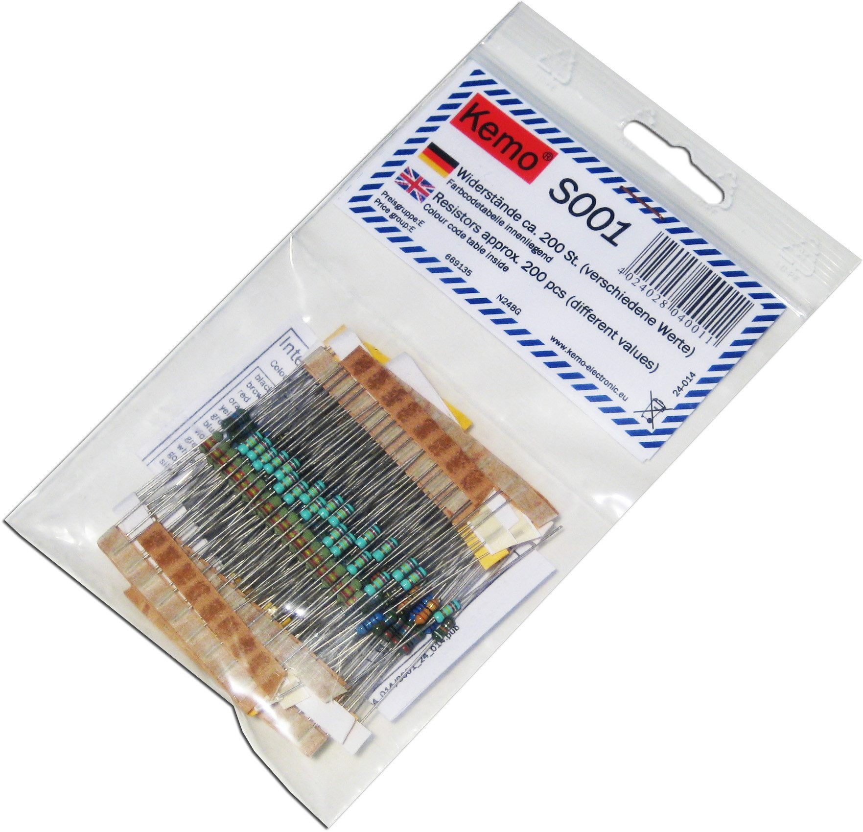 Kemo Modellbausatz KEMO Sortiment Widerstände ca. 200 Stück S001