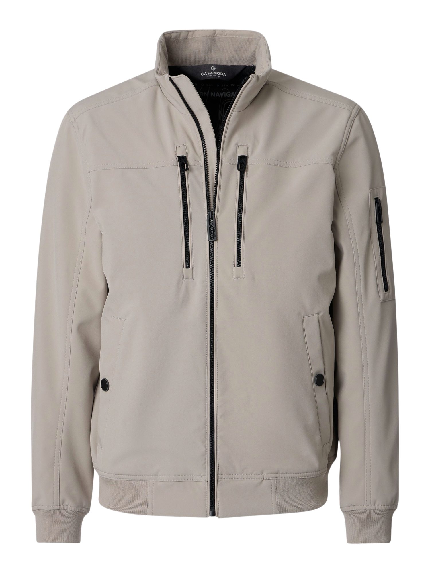 CASAMODA Blouson natur,Outdoor,Polyester,Unifarben,Stehkragen,Lang,Regular Fit