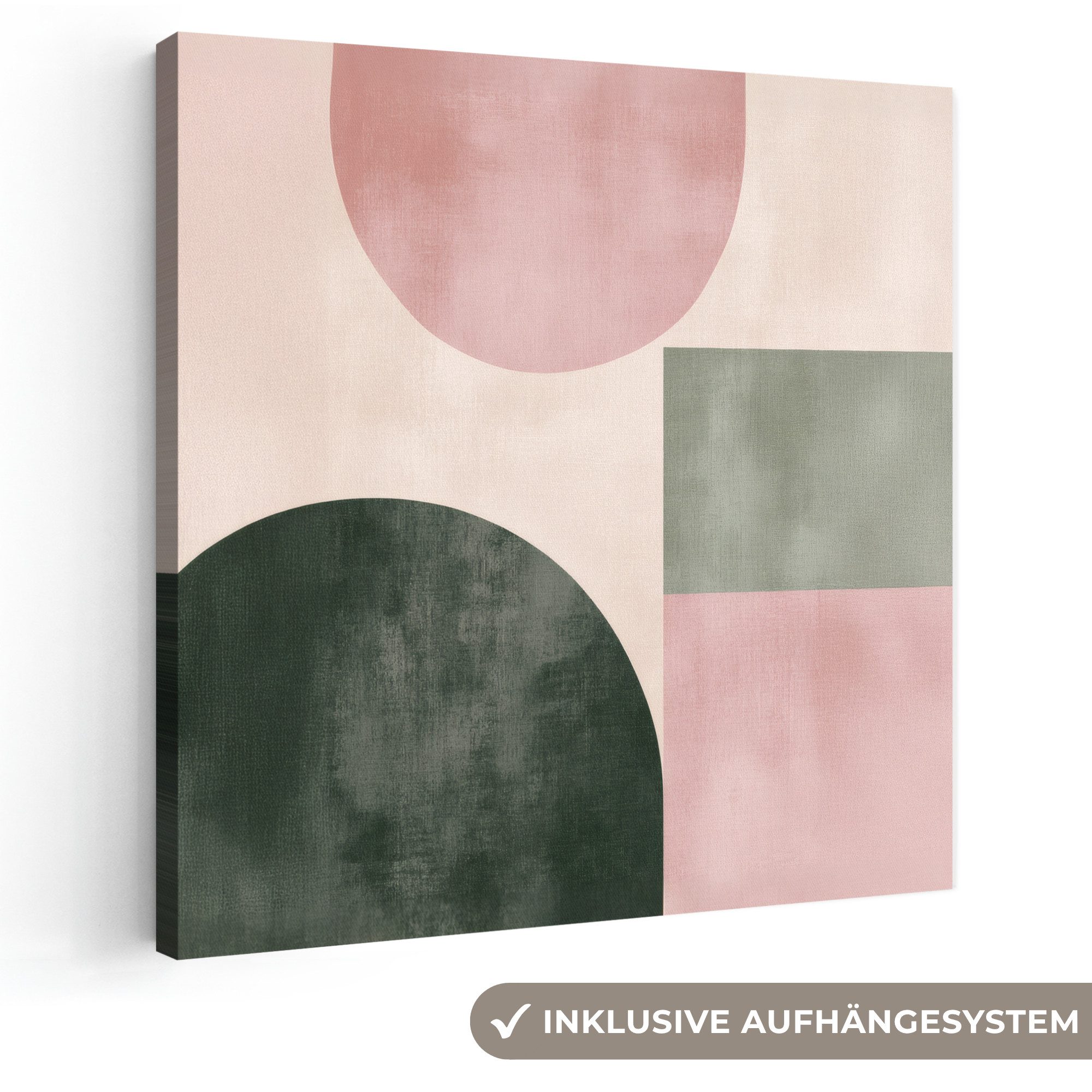 OneMillionCanvasses® Leinwandbild Formen - Abstrakt - Kreis - Schwarz, Fotodruck (1 St), Wandbild, Deko Schlafzimmer Wohnzimmer Flur 20x20 cm