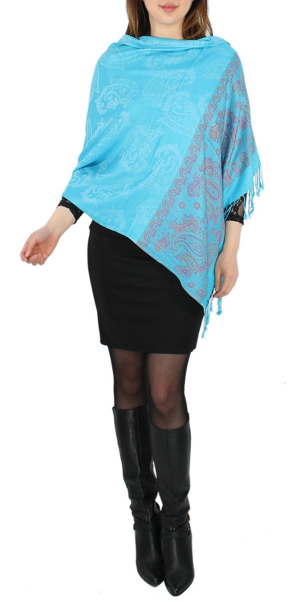 dy_mode Modeschal Eleganter Damen Schal Stola Schultertuch im Paisley Muster, mit Fransen
