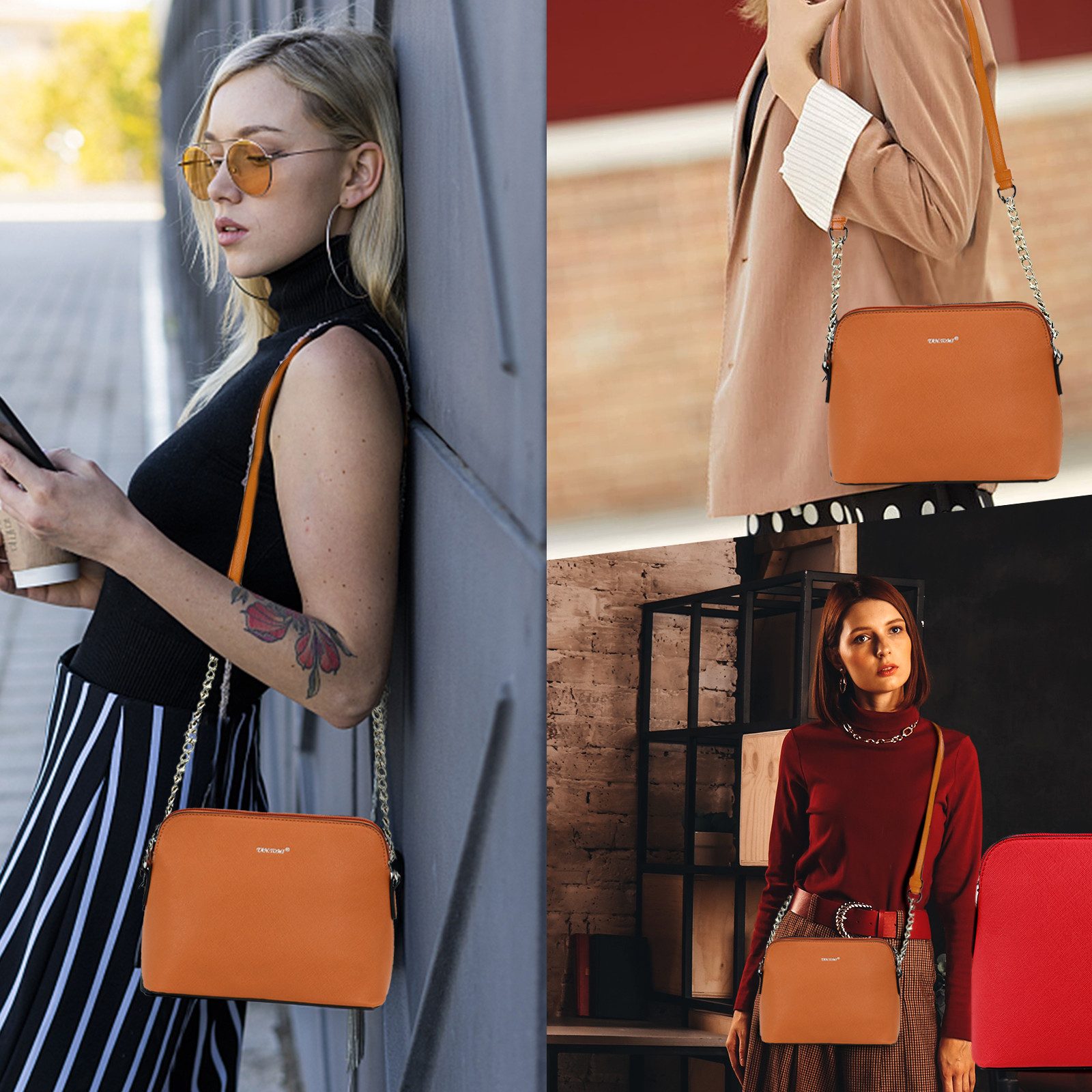 TAN.TOMI Umhängetasche Kette Schulterriemen Abendtasche,Damen Kleine Umhängetasche, Geschenke für Frauen in schlichter Optik Handtasche für Bankett Party