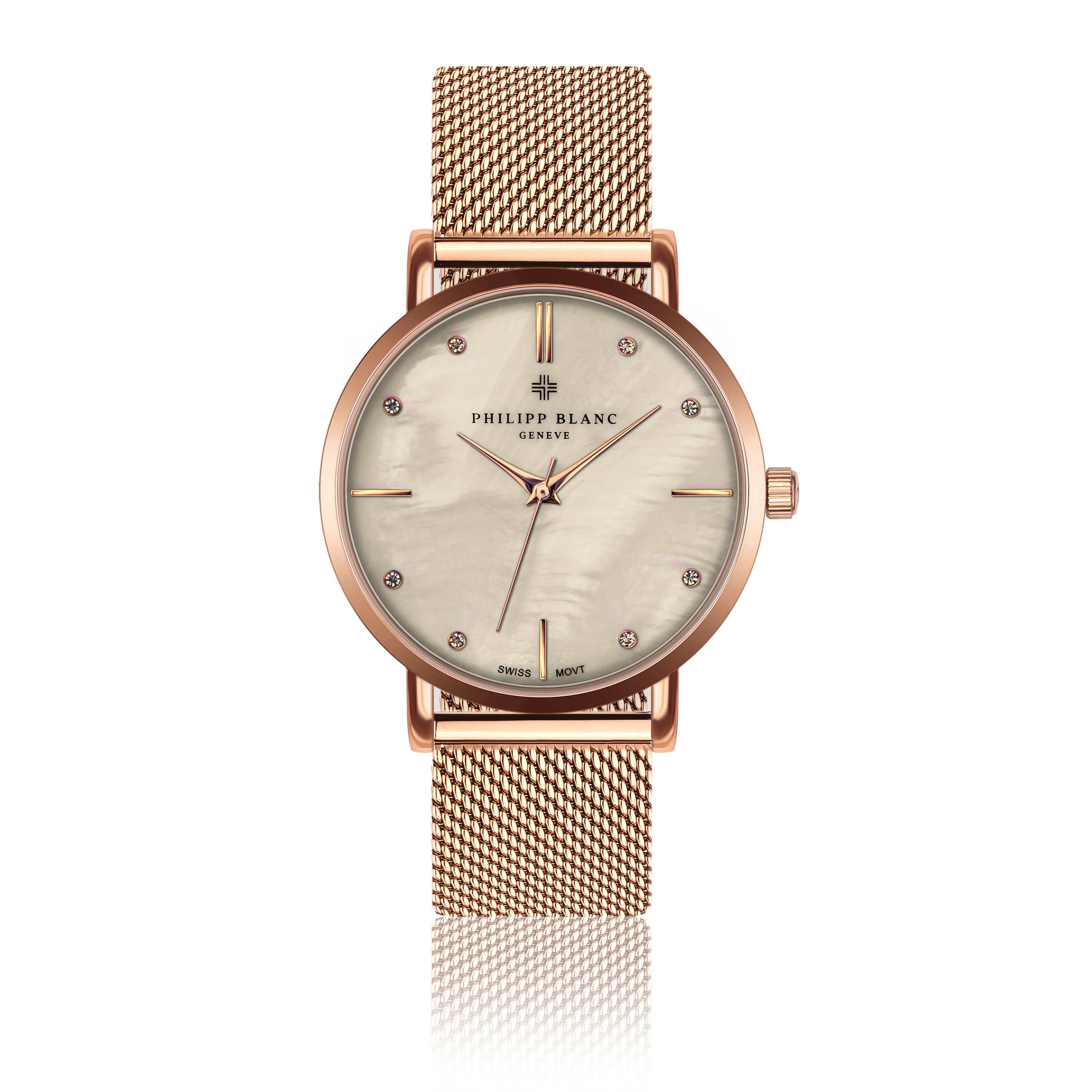 PHILIPP BLANC Quarzuhr PB6-B028R Lausanne, roségoldfarbenes Netz