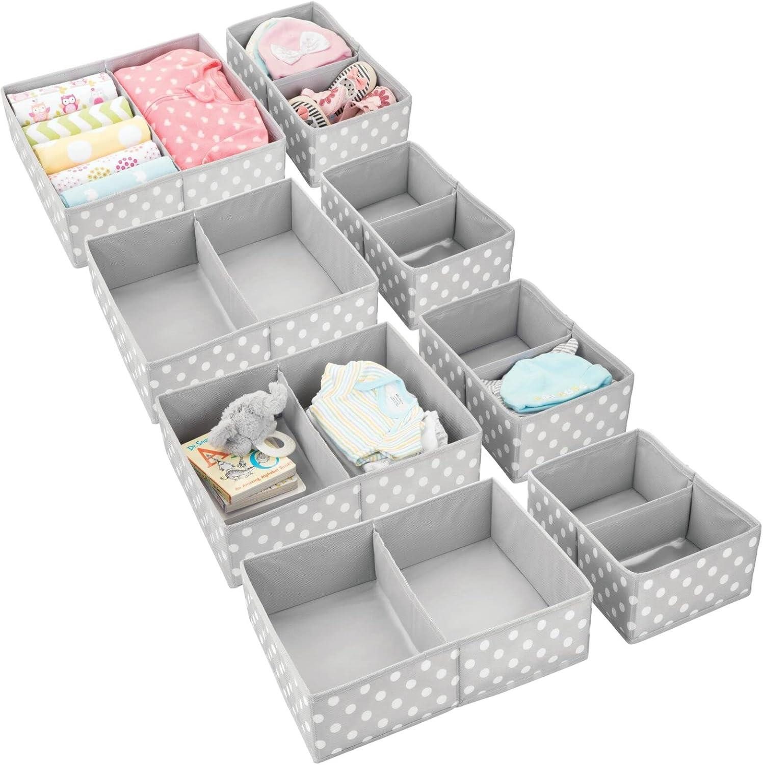 mDesign Aufbewahrungssystem Aufbewahrungsbox Stoffkisten Organizer mDesign 8er Set grau/weiß gep