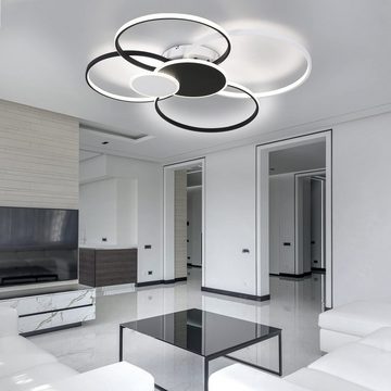 ZMH LED Deckenleuchte Modern 6 Ring Design Deckenlampe Wohnzimmer Schlafzimmer 72W, Dimmbar, LED fest integriert, 3000-6500K, Mit Fernbedienung, Warmweiß-Neutralweiß-Kaltweiß, Esszimmer