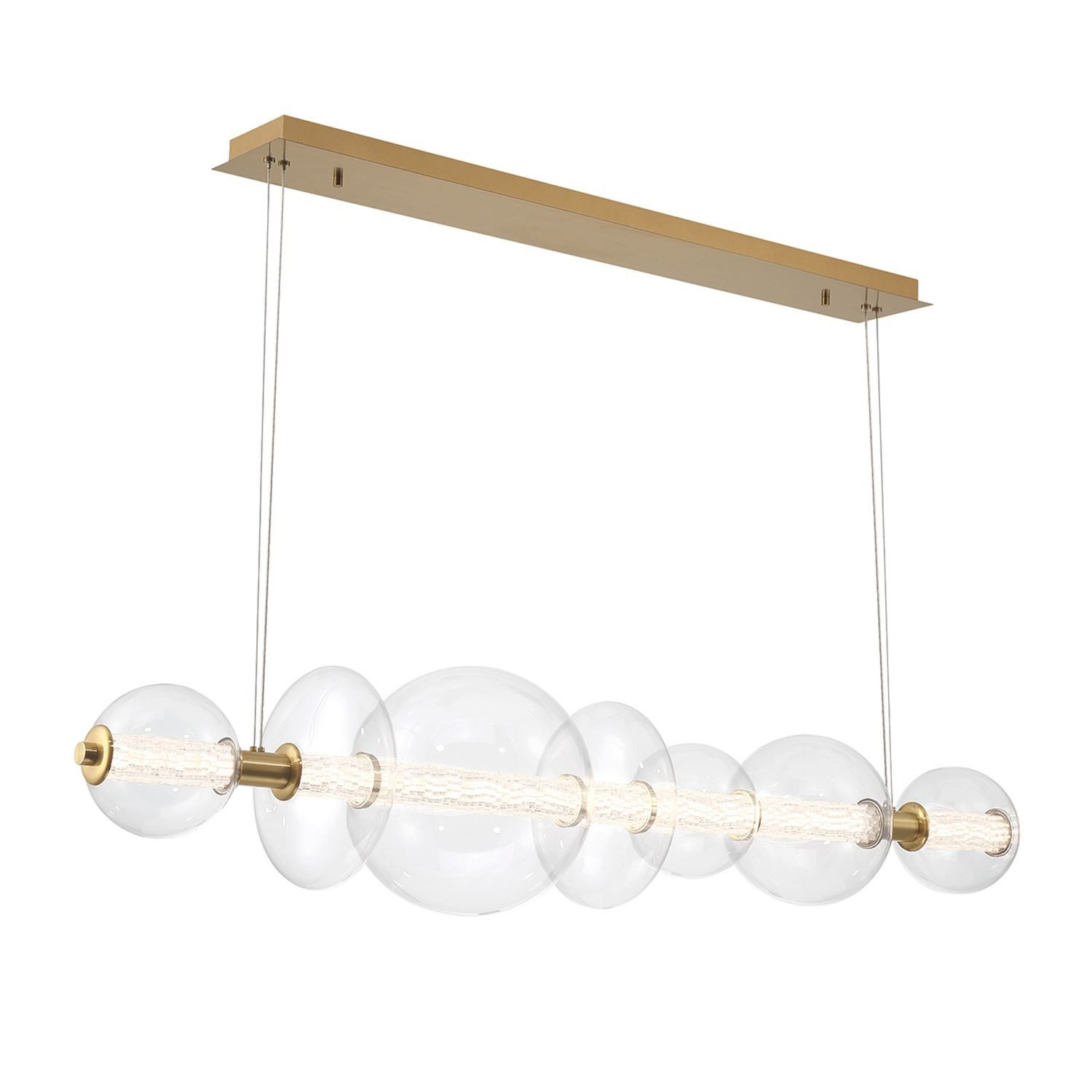Licht-Erlebnisse Pendelleuchte ADELIN, LED, Warmweiß, LED B: 1421 cm groß H: max. 184 cm Glas Metall 3000 K 3586 lm in Gold