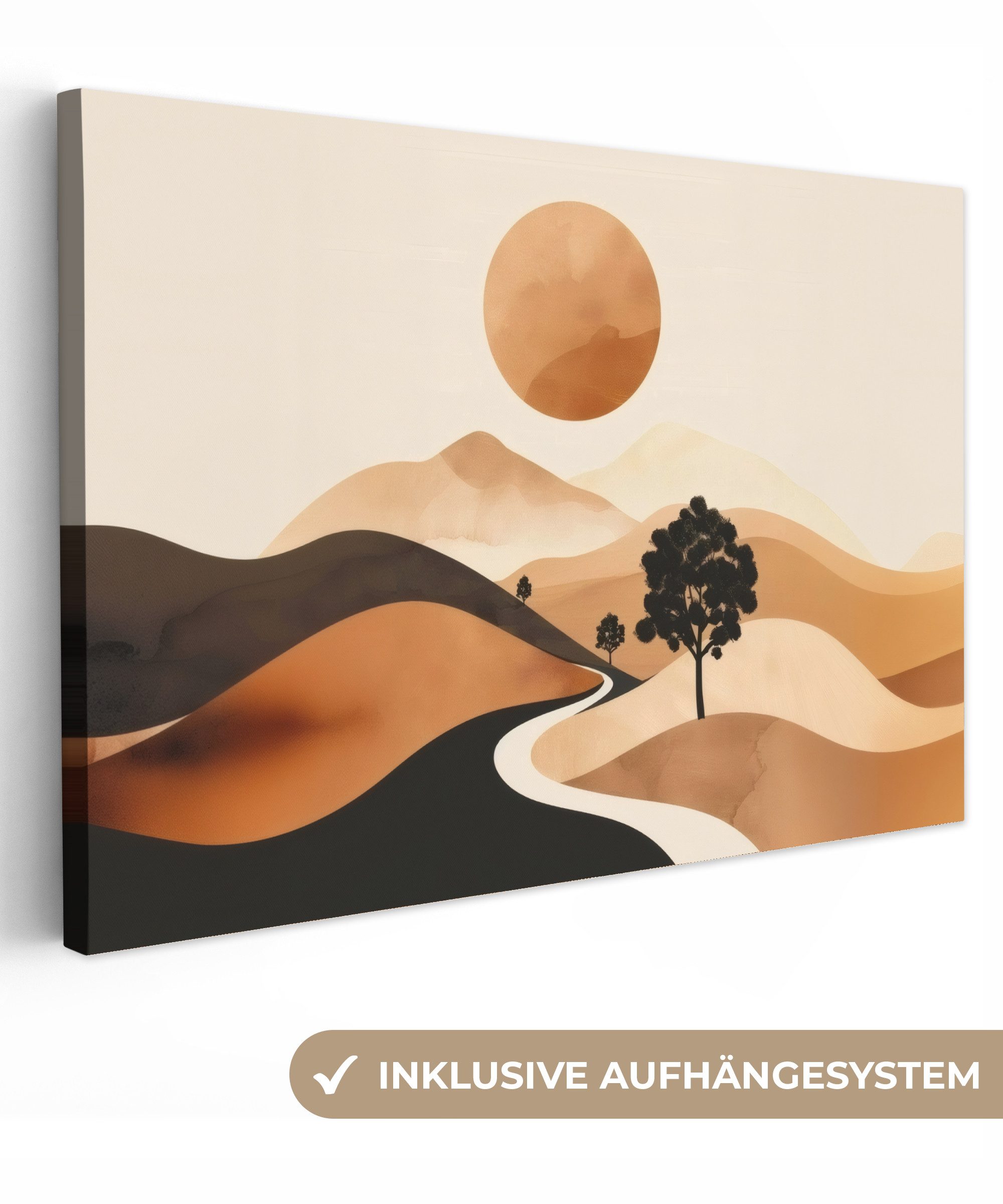 OneMillionCanvasses® Leinwandbild Sonne - Hügel - Baum - Abstrakt, Fotodruc günstig online kaufen