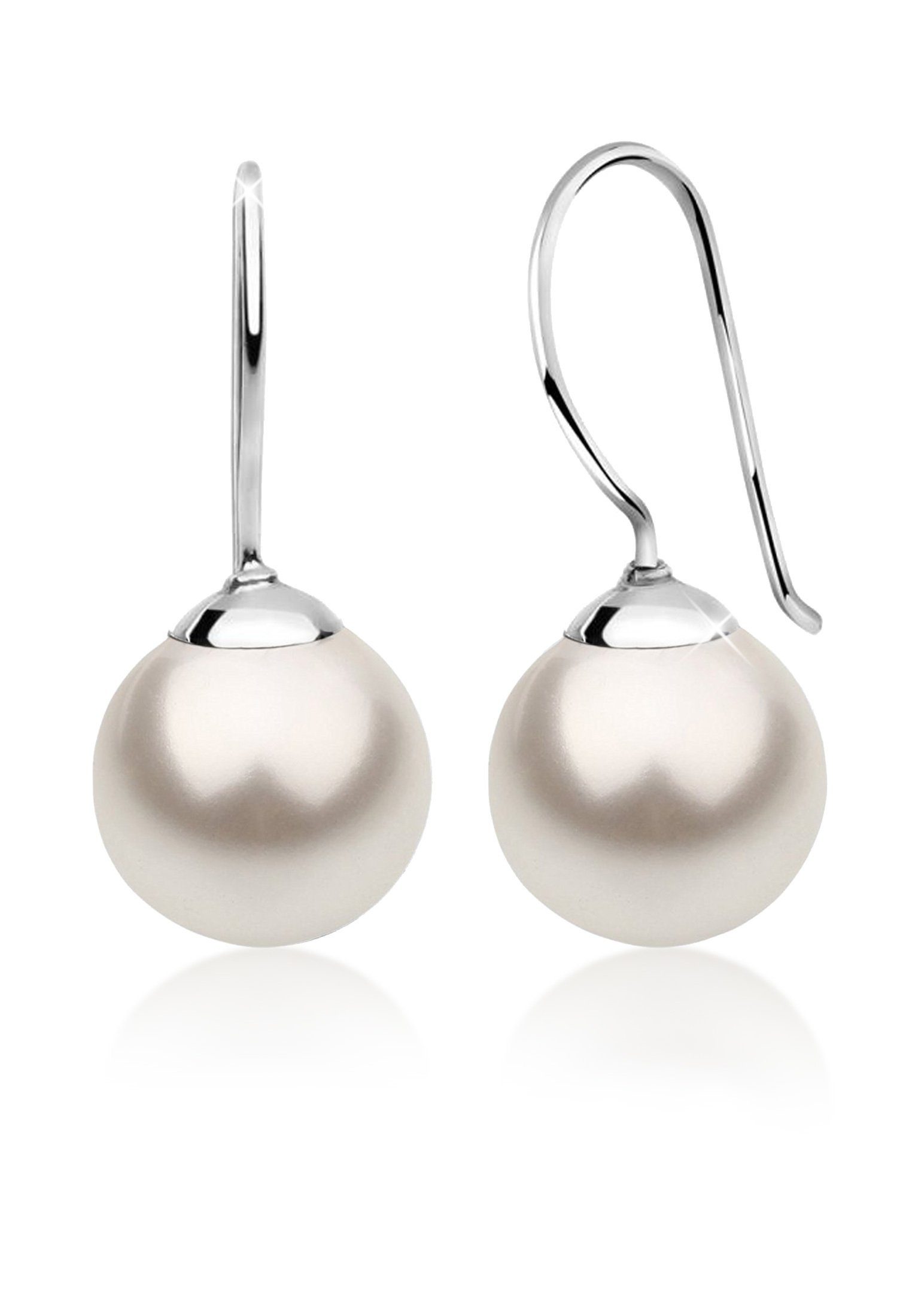 Paar Ohrhänger Hänger Basic Synthetische Perle 925 Silber