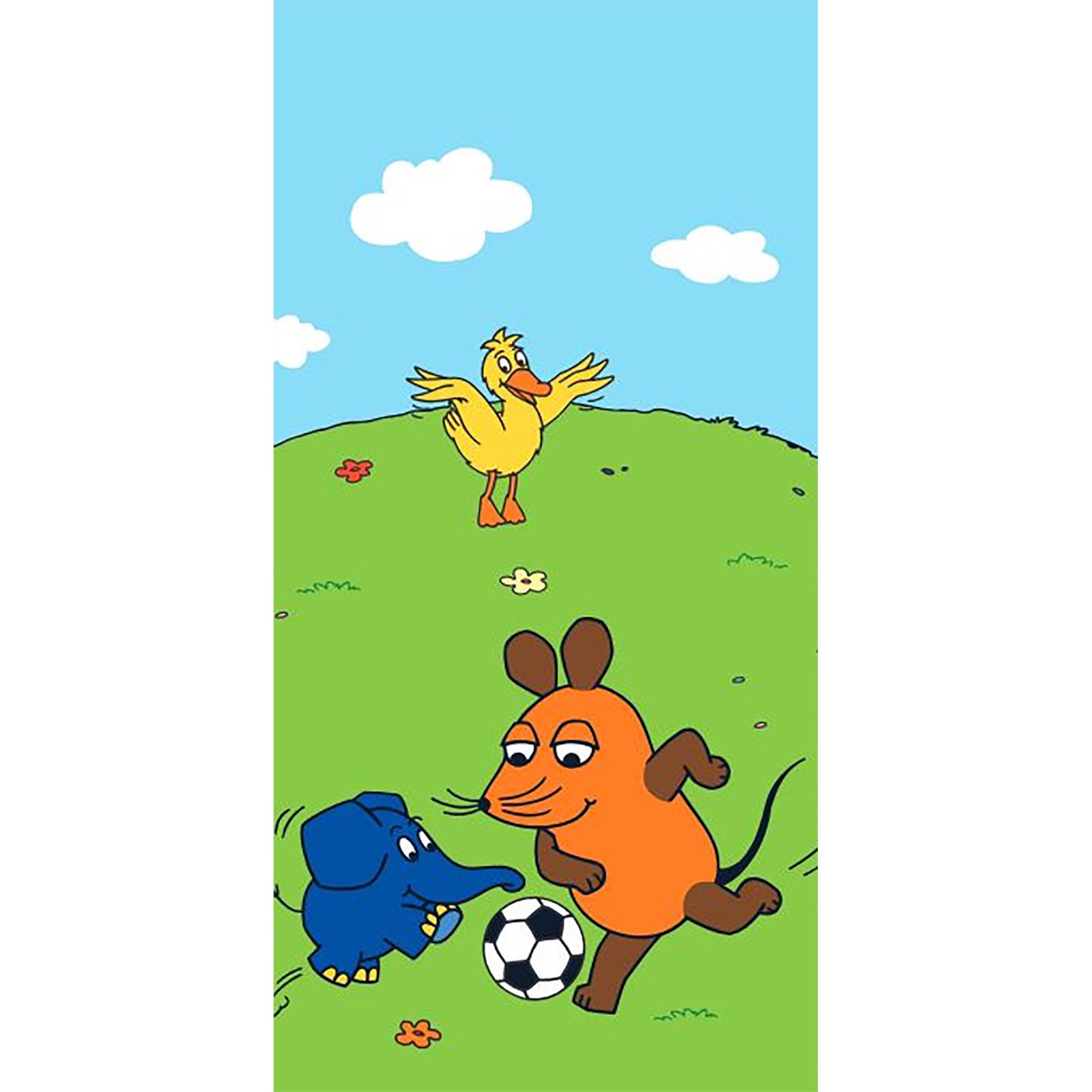 BERONAGE Пляжные полотенца Die Sendung mit der Maus Badetuch Fußball 75x150 cm, 100% Baumwolle (1-St), Frottee in Velours-Qualität