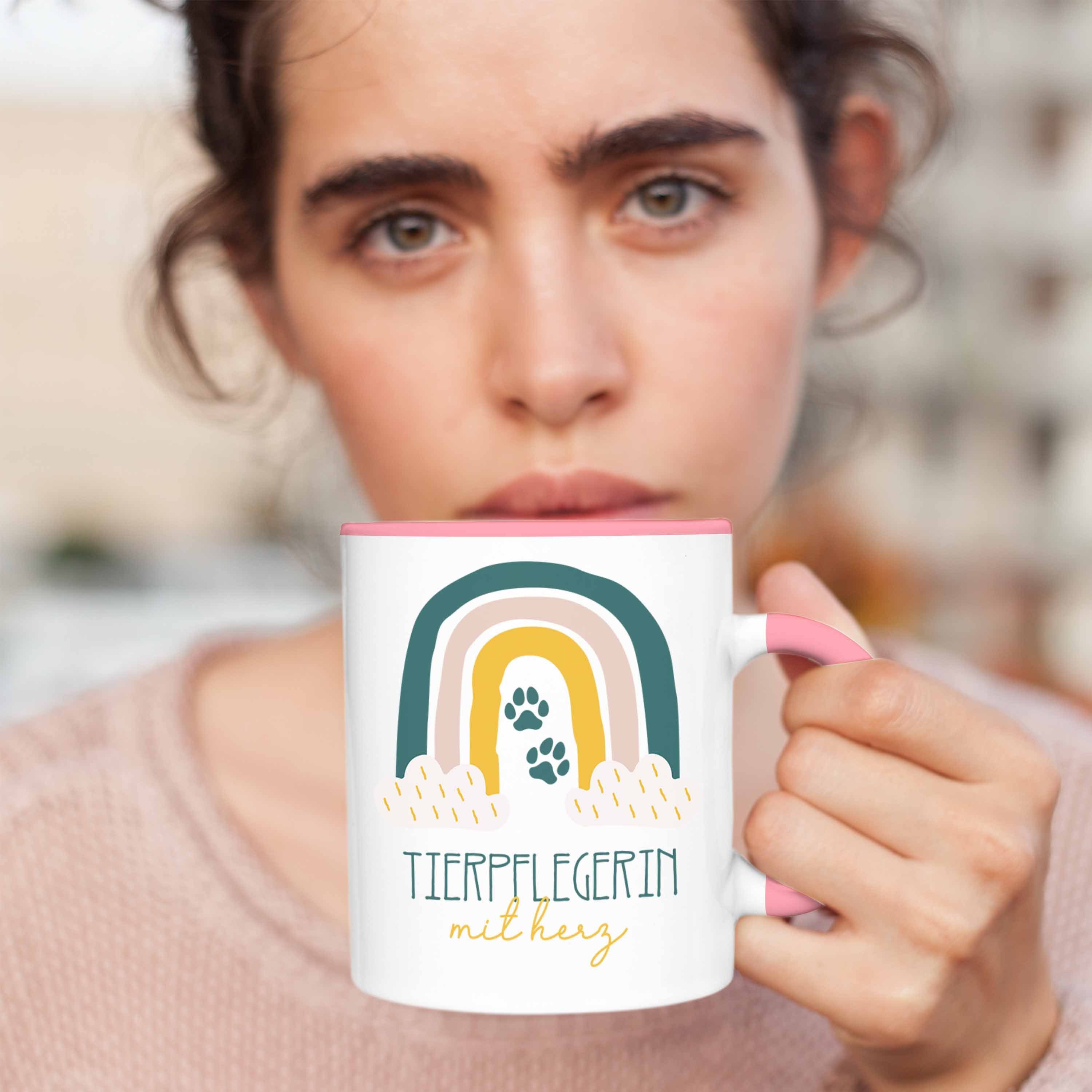 Geschenk für Rosa Tasse Geschenkidee Danke Kaffeetassse Tasse Tierpflegerin Trendation Tier