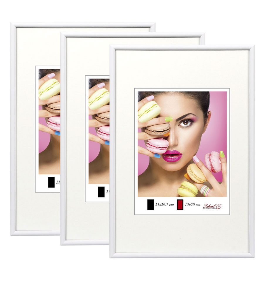 IDEAL TREND Bilderrahmen 2er 3er 5er Pack Photo Style Set Bilderrahmen Wanddeko Collage Poster, für 3 Bilder (3 St), Hochwertiger Kunststoffrahmen halbrunde Leiste Echtglas MDF-Rückwand