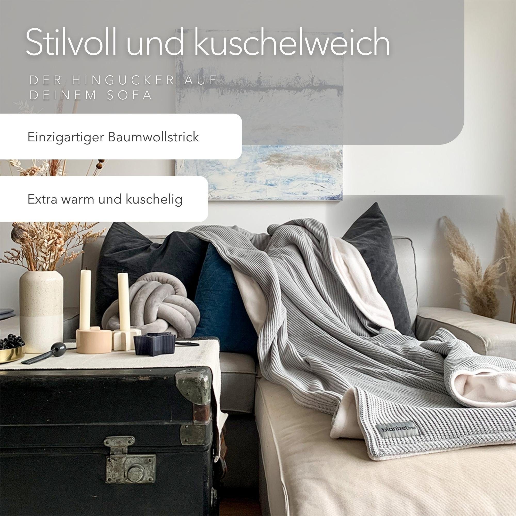 Wohndecke flauschige Kuscheldecke, wärmende Couchdecke im Strick Design, bl günstig online kaufen