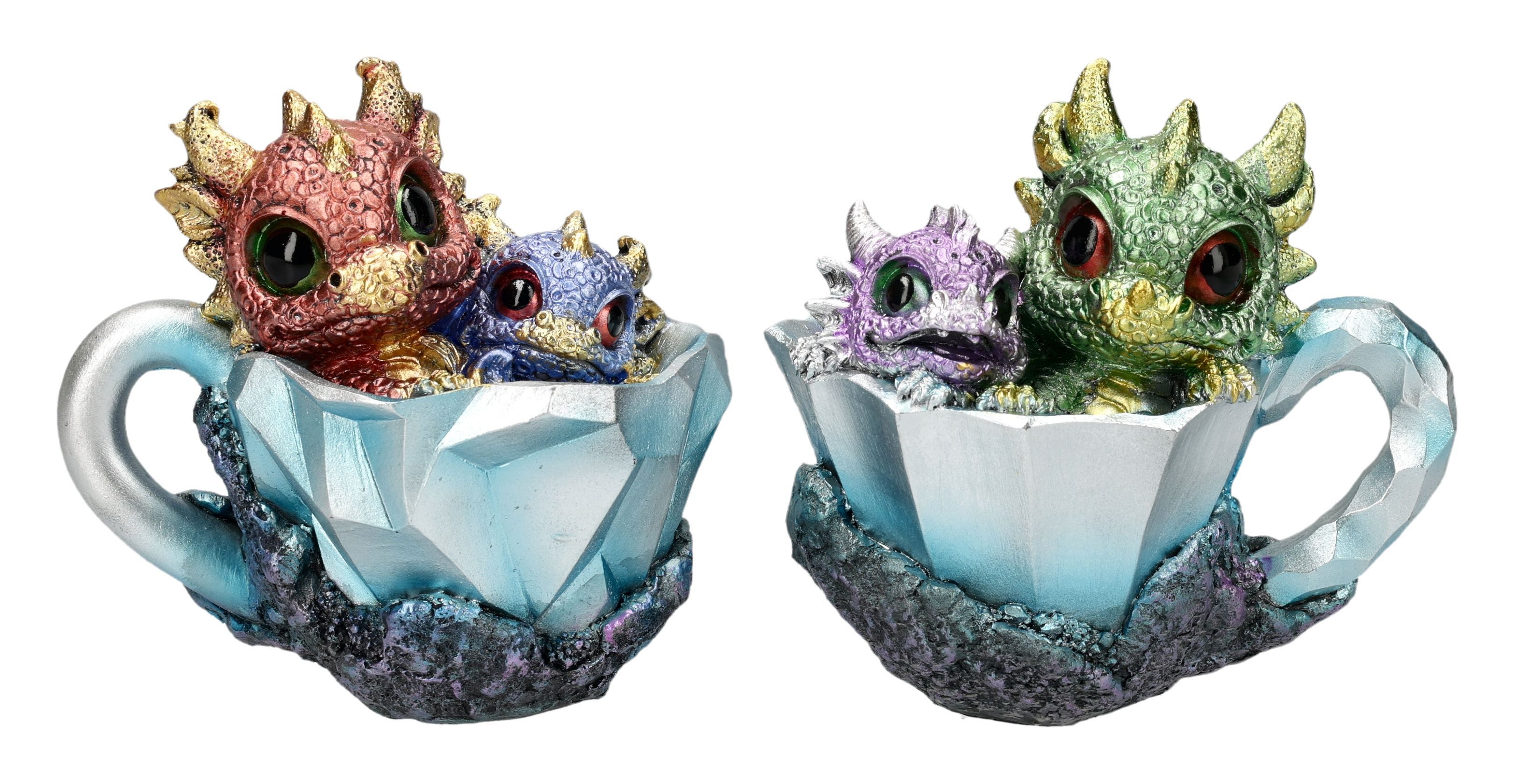 Figuren Shop GmbH Fantasy-Figur Drachenbabys Figuren – Gothic Fantasy Statue Sammler Set 10 cm Deko