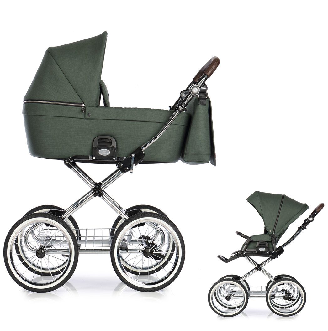 Roan Kombi-Kinderwagen Coss Classic 2 in 1 - 11 Teile - in 4 Designs Green