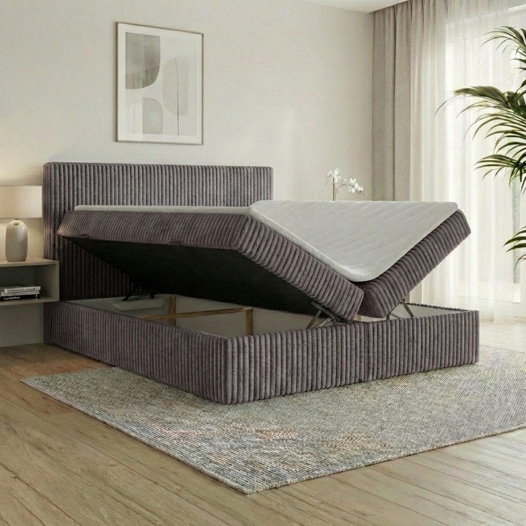 A&J MöbelLand GmbH Boxspringbett RALF mit Bettkasten, Topper und gepolstertem Kopfteil. (Boxspringbett mit Bettkasten und gepolstertem Kopfteil) – Bild 3 von 5