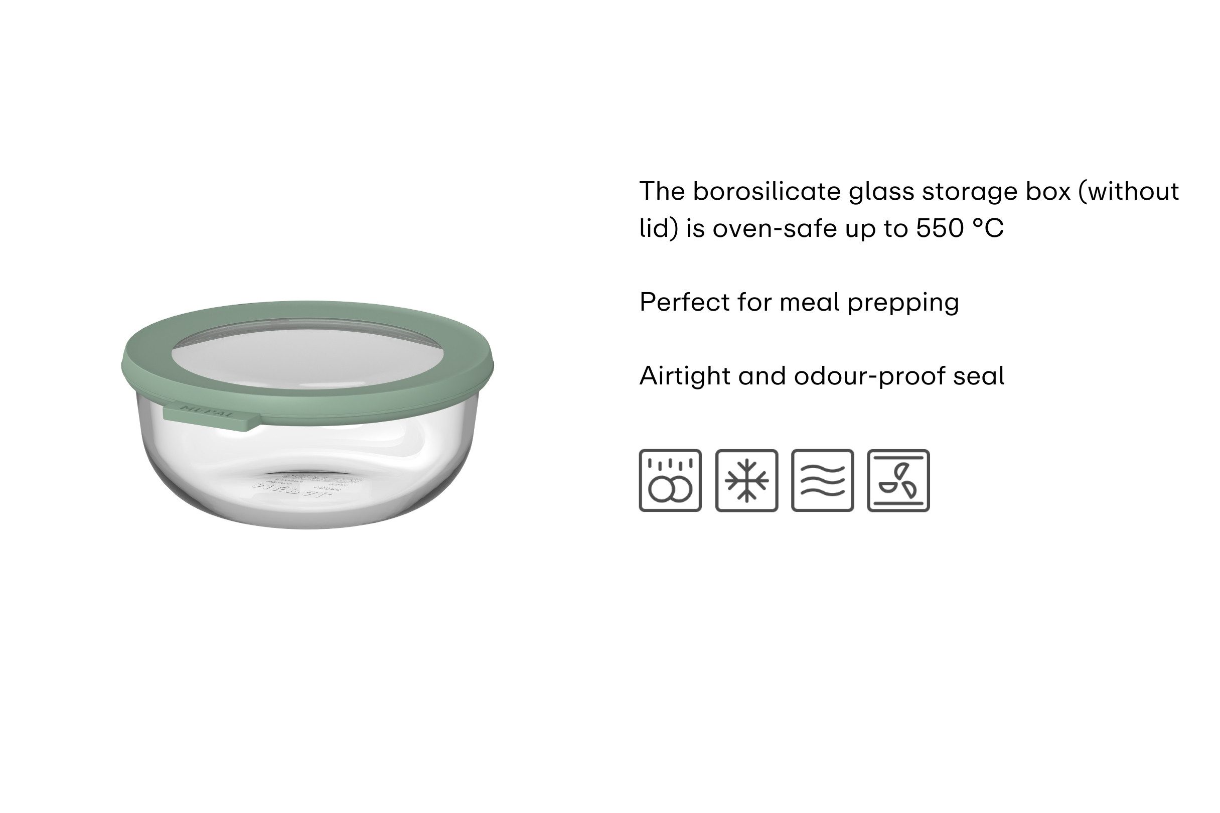Mepal Aufbewahrungsbox Mepal Cirqula 1200 ml Glasbehälter mit deckel - Nordic sage