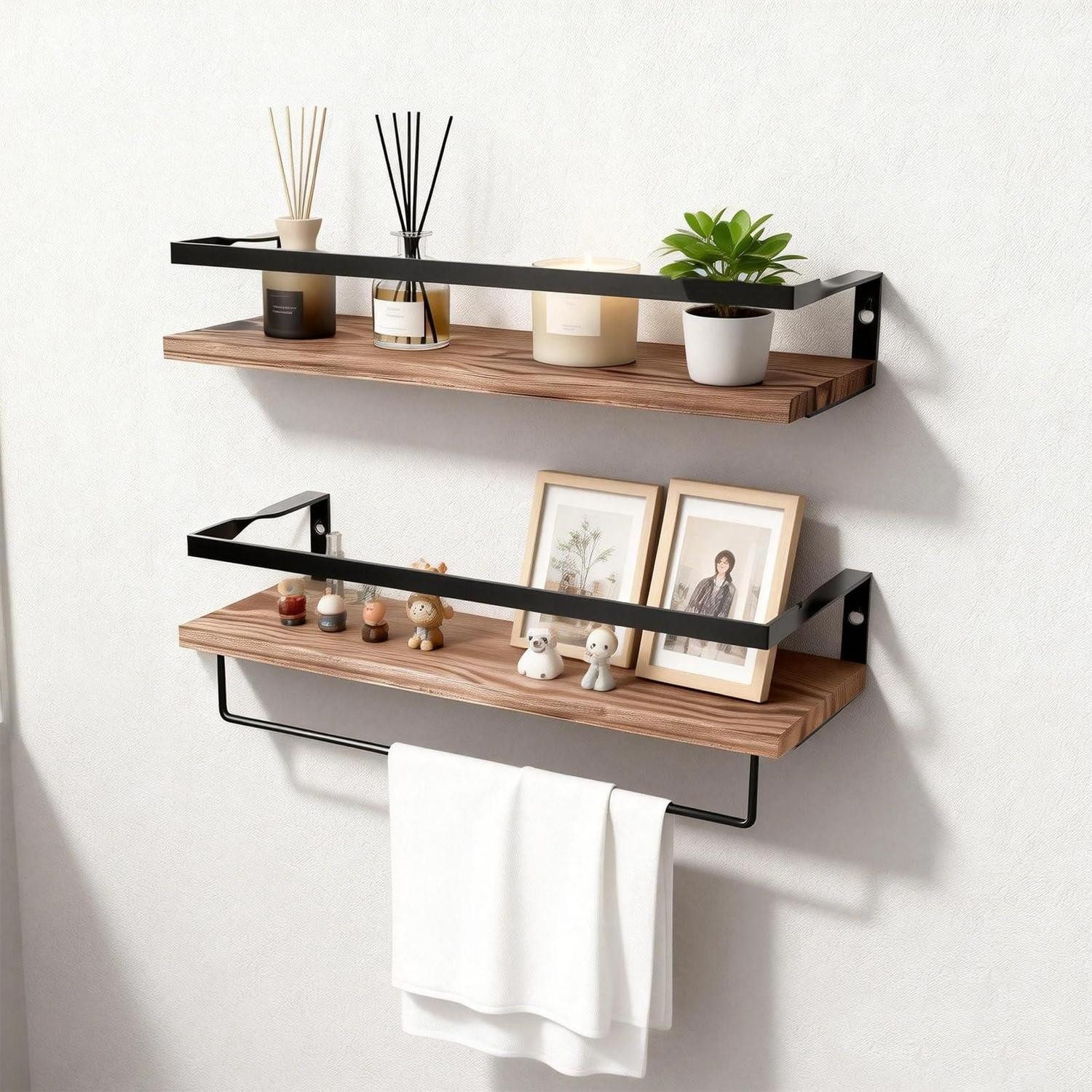 LuxusKollektion Wandregal Wandregal 2er Set Holz Eisen 40x15cm, 2-tlg.