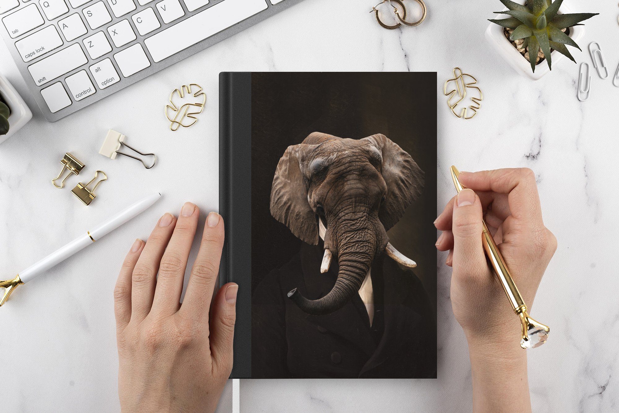 Notizheft, - - Meister A5, Elefant Tagebuch, Tiere, Alte MuchoWow Journal, 98 Seiten, Notizbuch Haushaltsbuch Merkzettel,