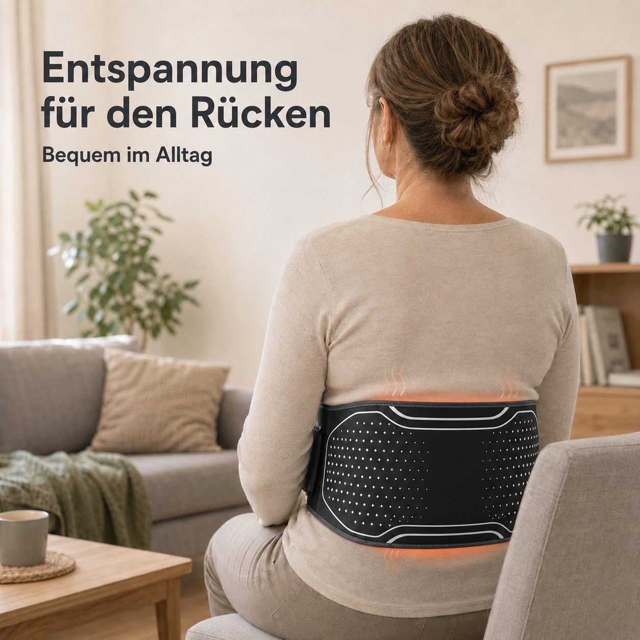 Toomoke Massagegerät Rückenmassagegürtel mit Wärmefunktion, kabelloser Massagegürtel mit 4-Zonen-Doppelluftkissen, 3 Luftdruckmodi, 3 Vibrationsmodi, 4 Heizstufen 40-55 Grad Celsius, 4000mAh Akku