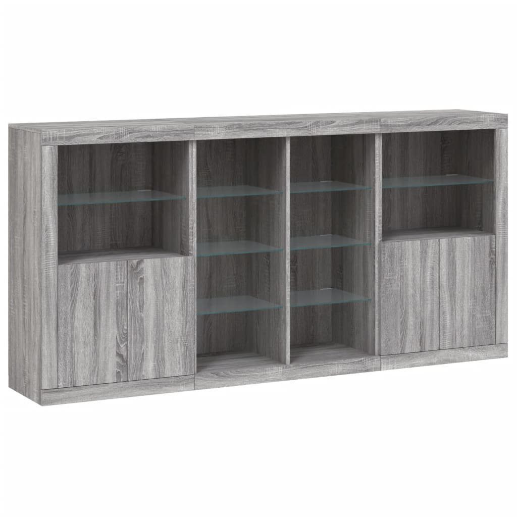 vidaXL Sideboard Sideboard mit LED-Leuchten Grau günstig online kaufen