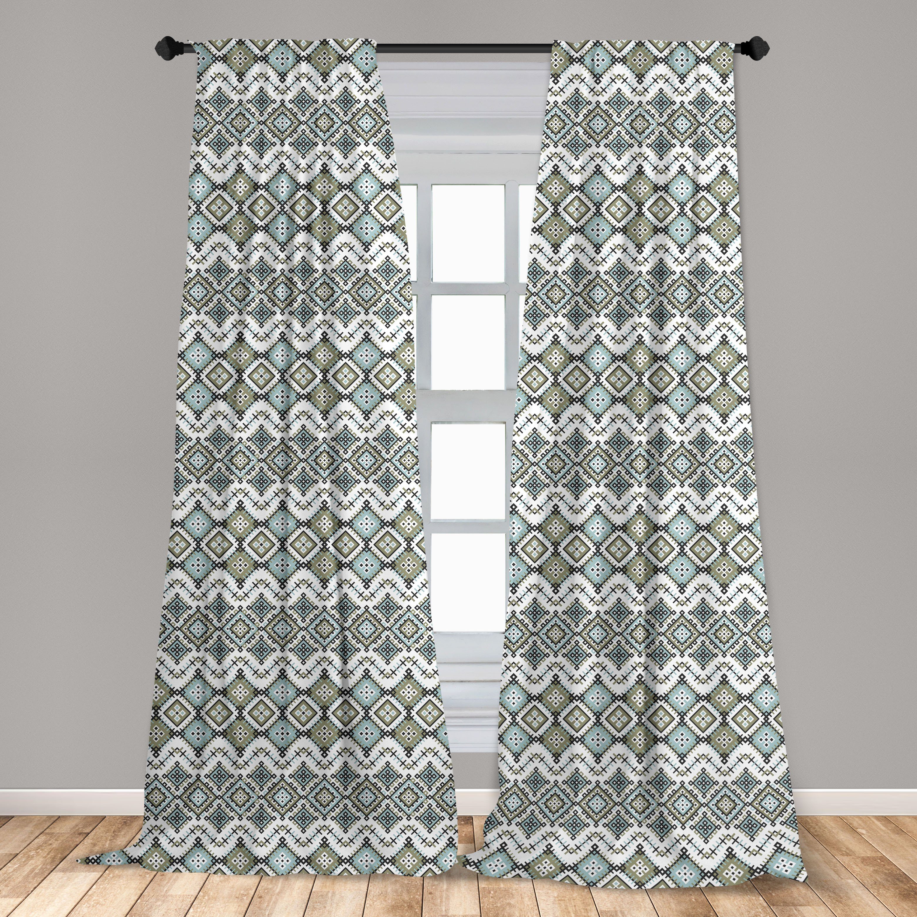 Gardine Vorhang Kunst Microfaser, geometrische Schlafzimmer Ethnisch Dekor, für Wohnzimmer Abakuhaus