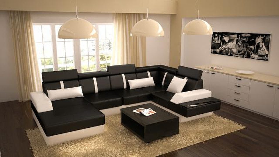 Xlmoebel Wohnlandschaft Ledersofa mit USB-Anschluss und eleganter Polsterung, Hergestellt in Europa